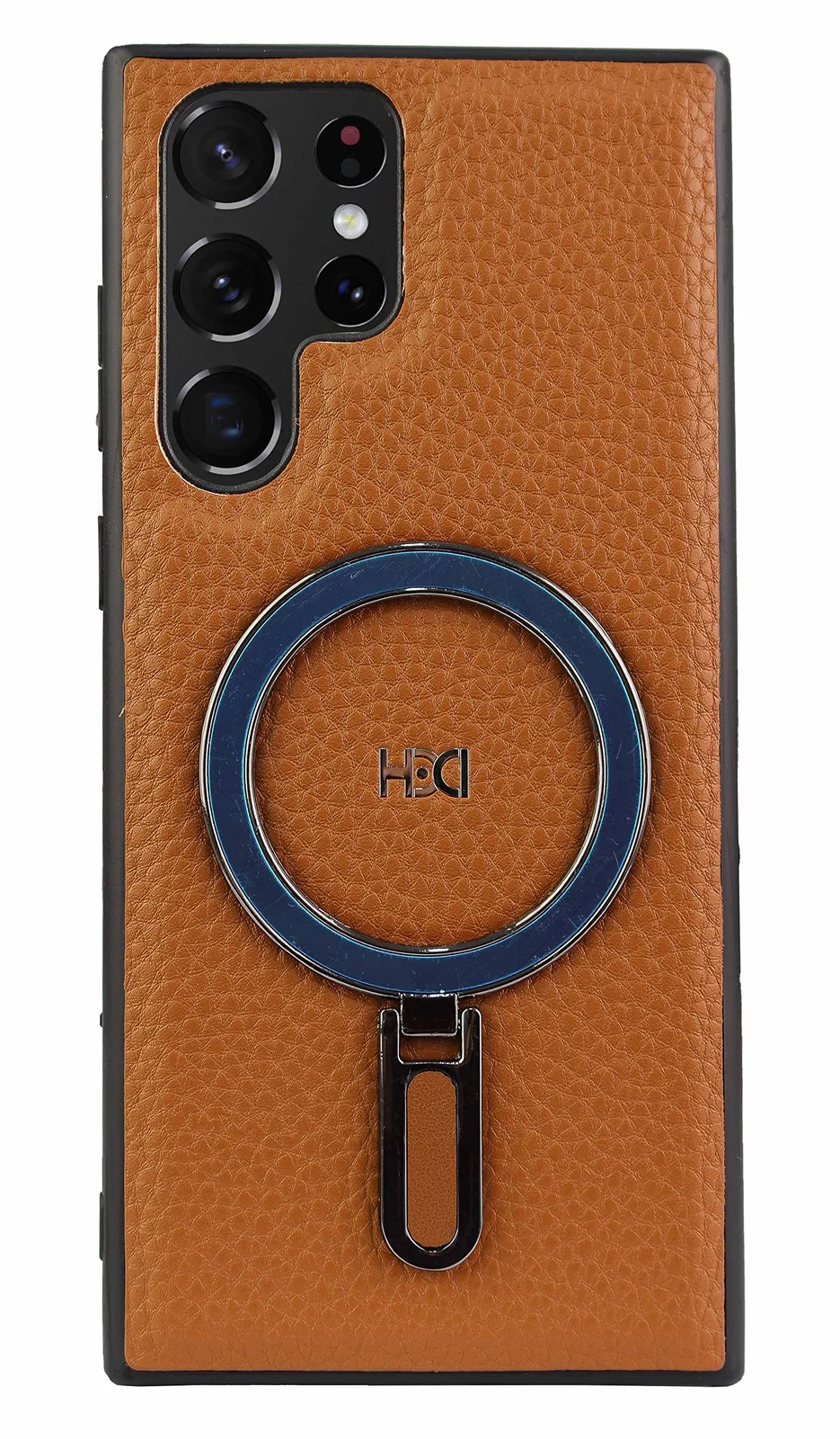 DL3 Mobilak Case Magnetic For Samsung Galaxy S22 Ultra 5G [Compatible with MagSafe] with Stand, [Military Grade Drop Protection] Shockproof Leather Back Slim Protective Phone Case - Havana