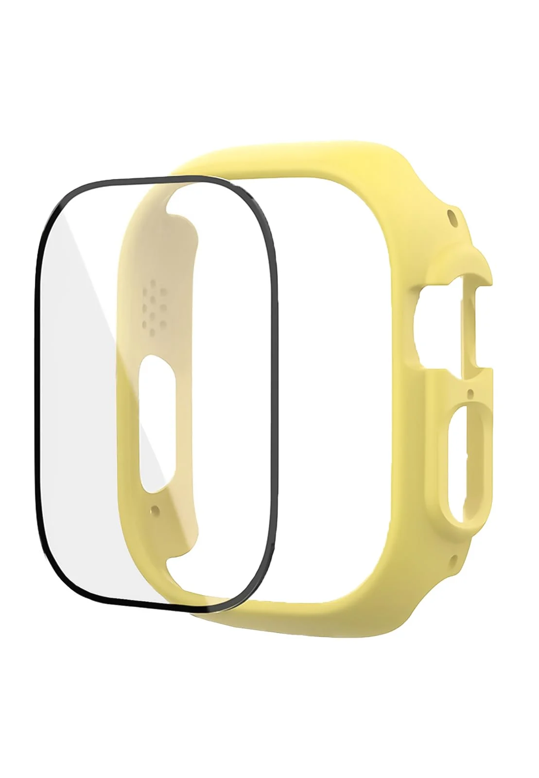 DL3 Mobilak Band with Case For Apple Watch Ultra/Ultra 2 49mm, Adjustable Silicone Sport Wristband Replacement, Strap With Cover Built-in Glass Screen Protector for iWatch Ultra 49 mm - Yellow