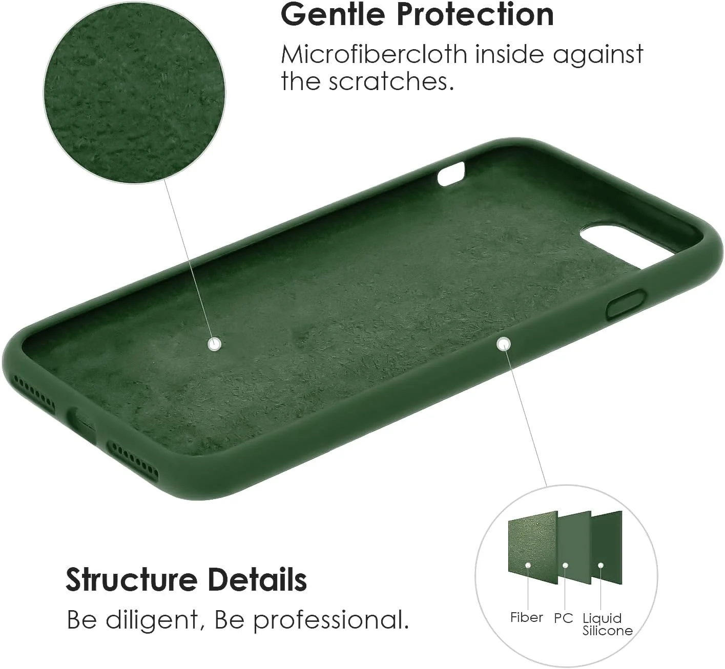 DL3 Mobilak Liquid Silicone Protective Case with Soft Microfiber Lining for iPhone SE 2022, SE 2020, iPhone 7, iPhone 8 - A.Green