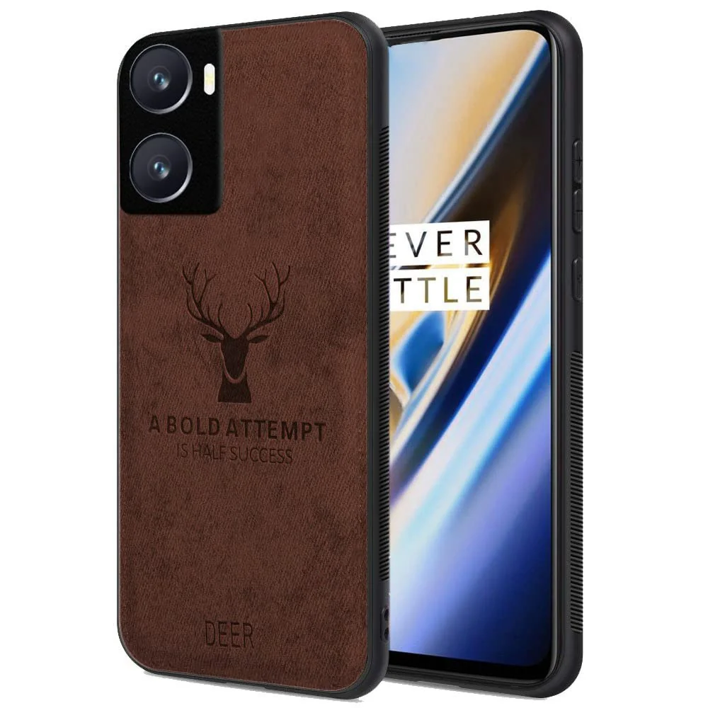 Dl3 Mobilak Case For OPPO A77 4G / A57 4G / A57s / A77s Luxury Soft Texture Deer Patterned TPU Leather Protective, Dirt-Resistant, Anti-Shock, Anti-Fingerprint, Cover Full Body Protective (Brown)