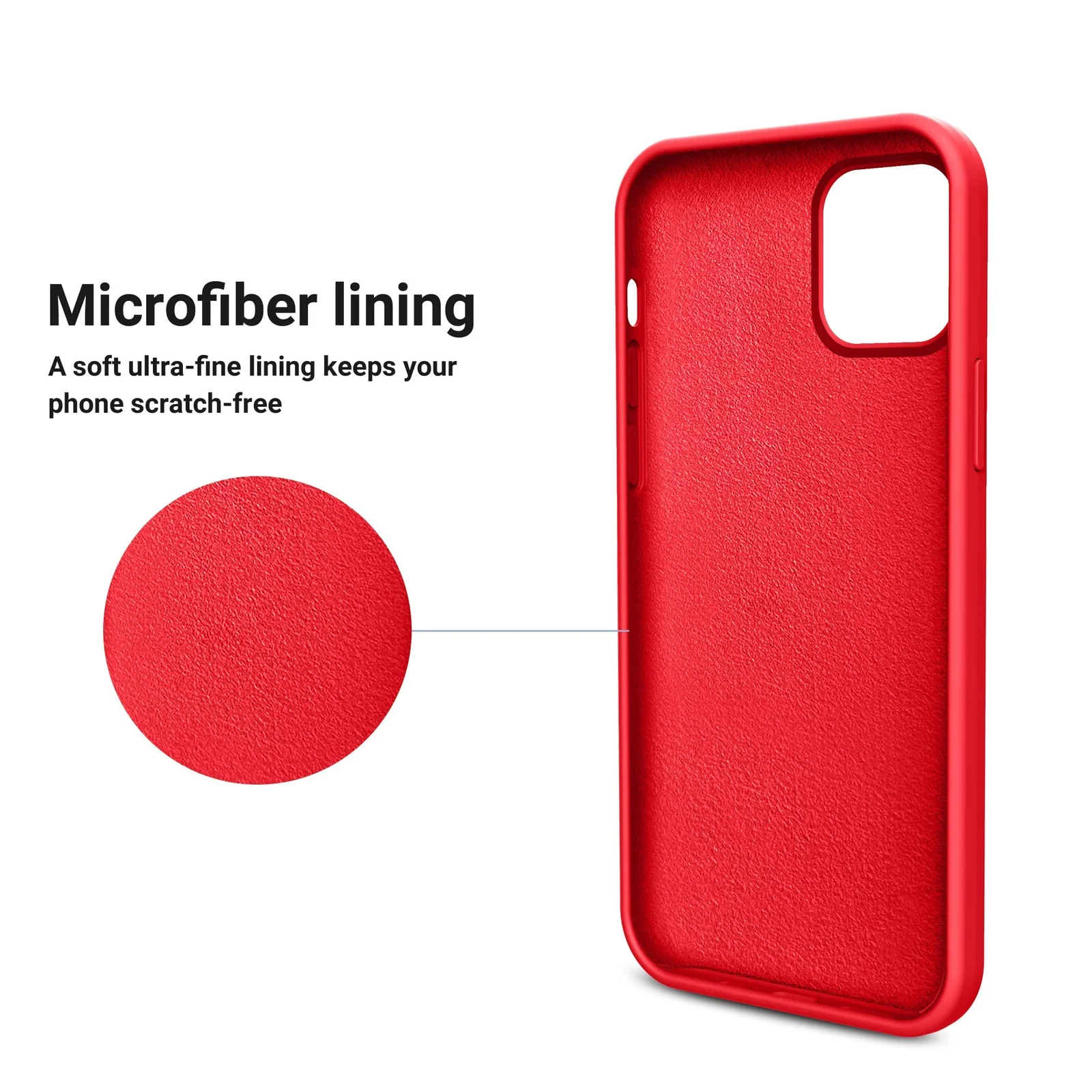 DL3 Mobilak Liquid Silicone Protective Case with Soft Microfiber Lining for iPhone 14 Pro (6.1 Inch) - Red