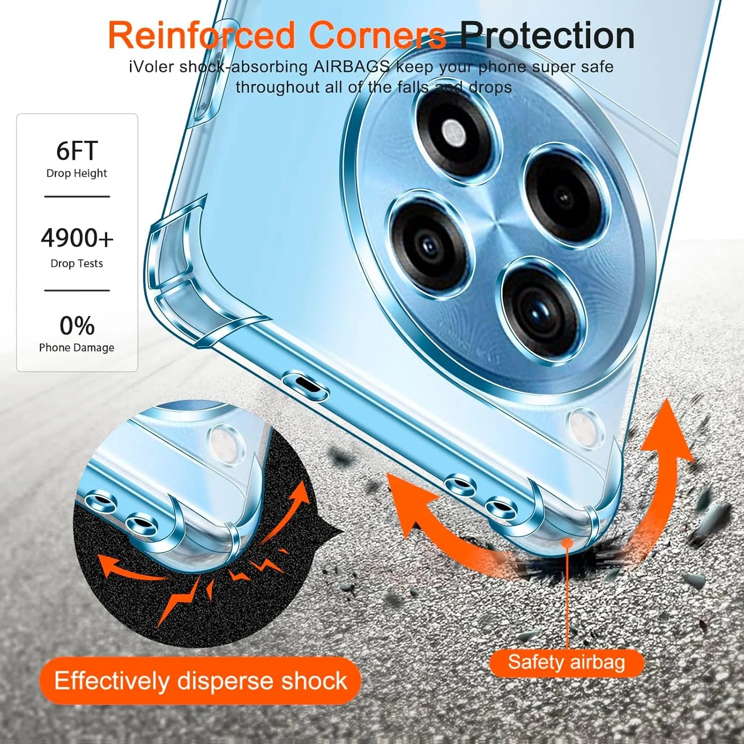 DL3 Mobilak Case Compatible with Oneplus 12R, Cover Silicone TPU Gorilla Anti-shock Protector Camera Shockproof Corners - Clear