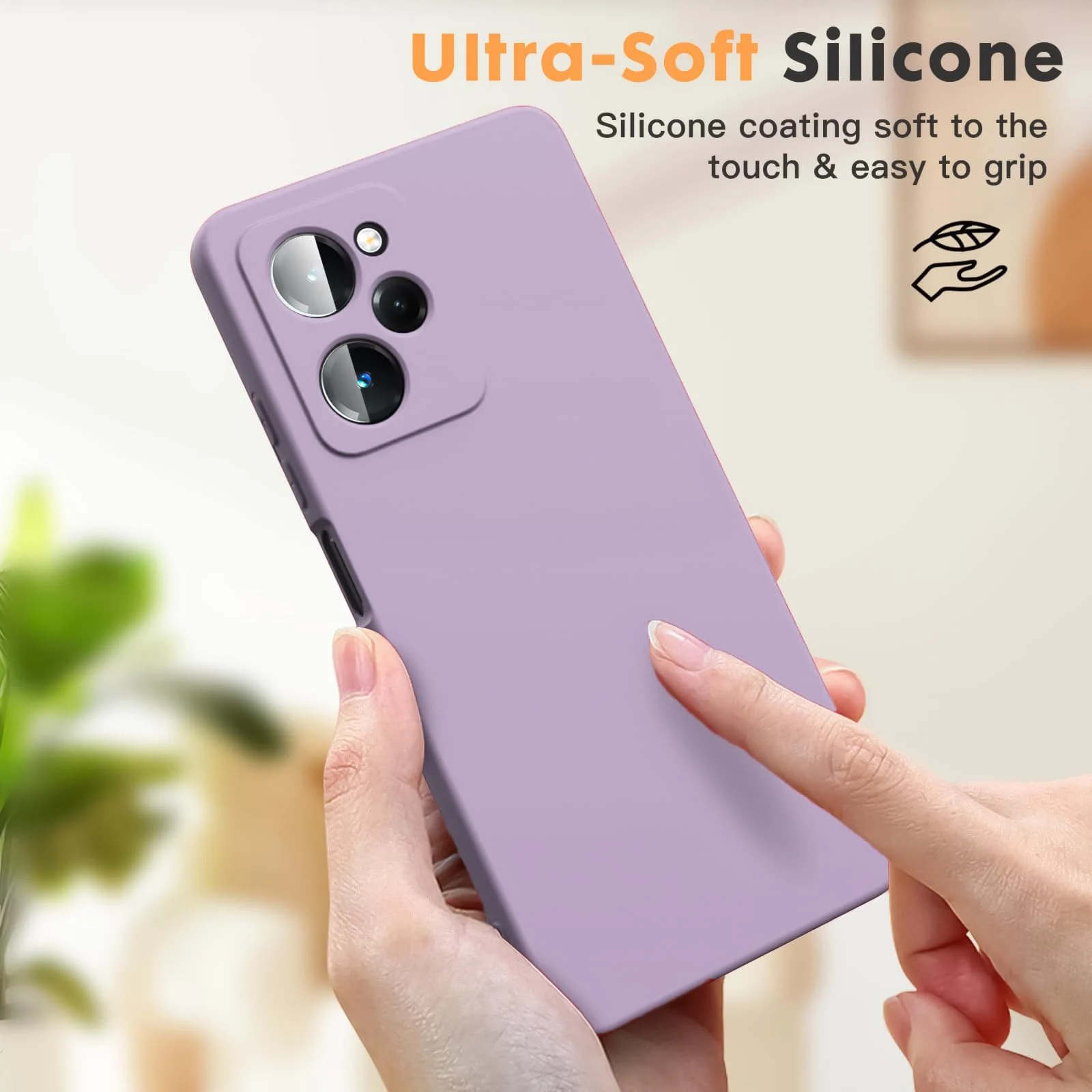 DL3 Mobilak Soft Silicone Protective Case for POCO X5 Pro 5G with Microfiber Lining and Shockproof Design - Lavender