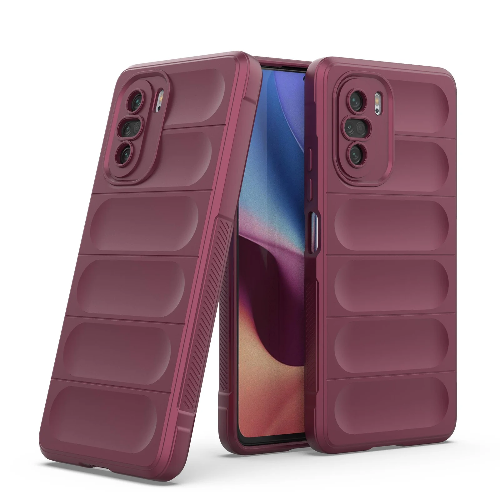 DL3 Mobilak Flexible Silicone and TPU Protective Case with Camera Protection for Xiaomi Poco F3 / RedMi K40 / K40 Pro / Mi 11i / Mi 11X - Wine Red
