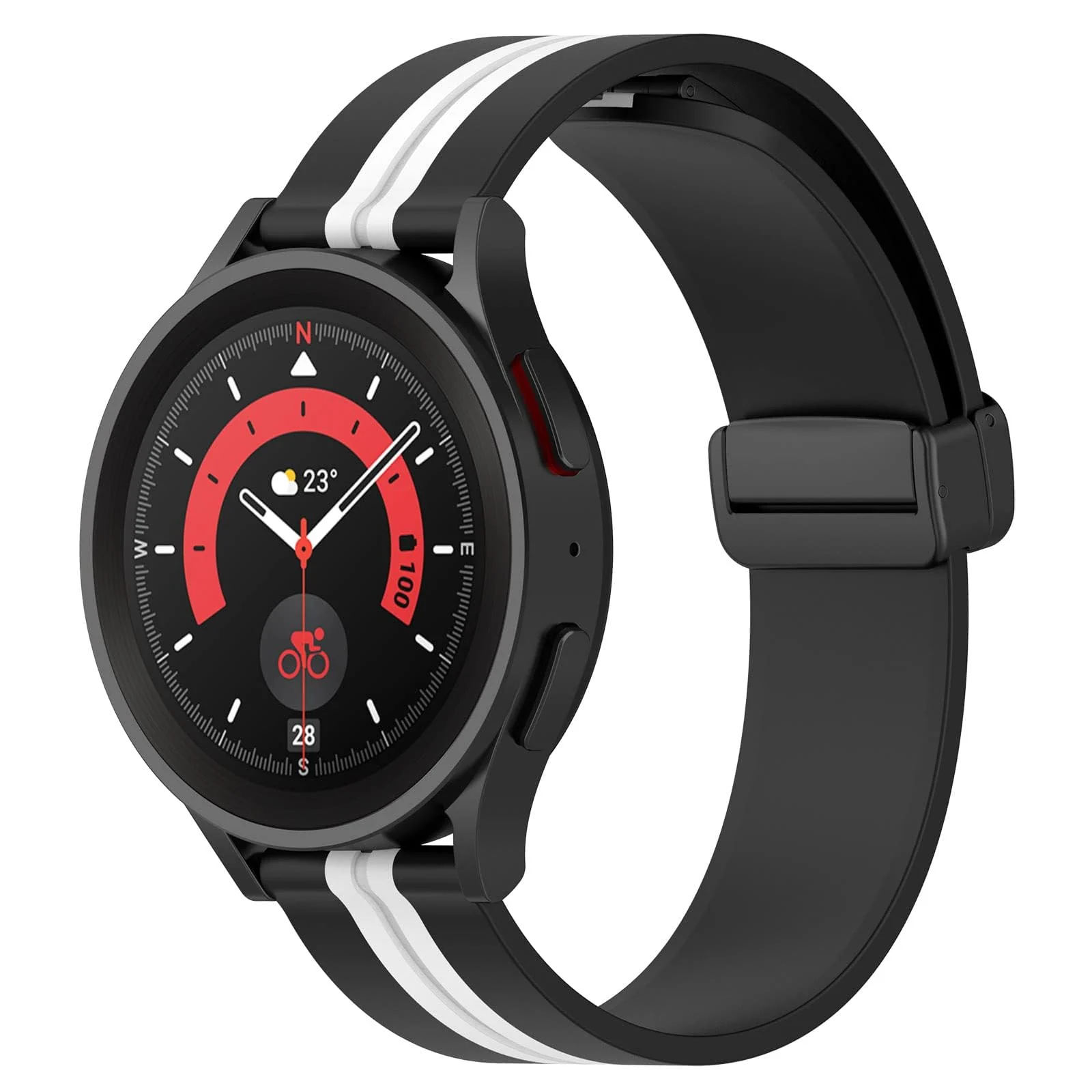 DL3 Mobilak 22MM Silicone Band Magnetic Clasp Strap For Xiaomi Redmi Watch 5 Active/5 Lite/Compatible with Samsung Galaxy Watch 46mm/Watch 3 45mm/Gear S3/Huawei watch (GT6 GT5 GT4 GT3 (A. ) - A.Black White