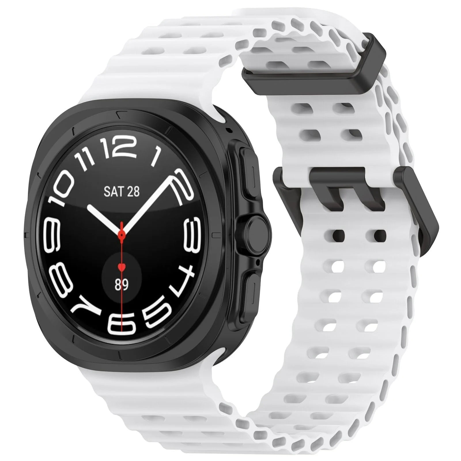 DL3 Mobilak Sport Band Compatible with Samsung Galaxy Watch Ultra Band 47mm Women Men, Breathable Soft Silicone Waterproof Watch Strap Accessories for Samsung Watch 7 Ultra Bands - White