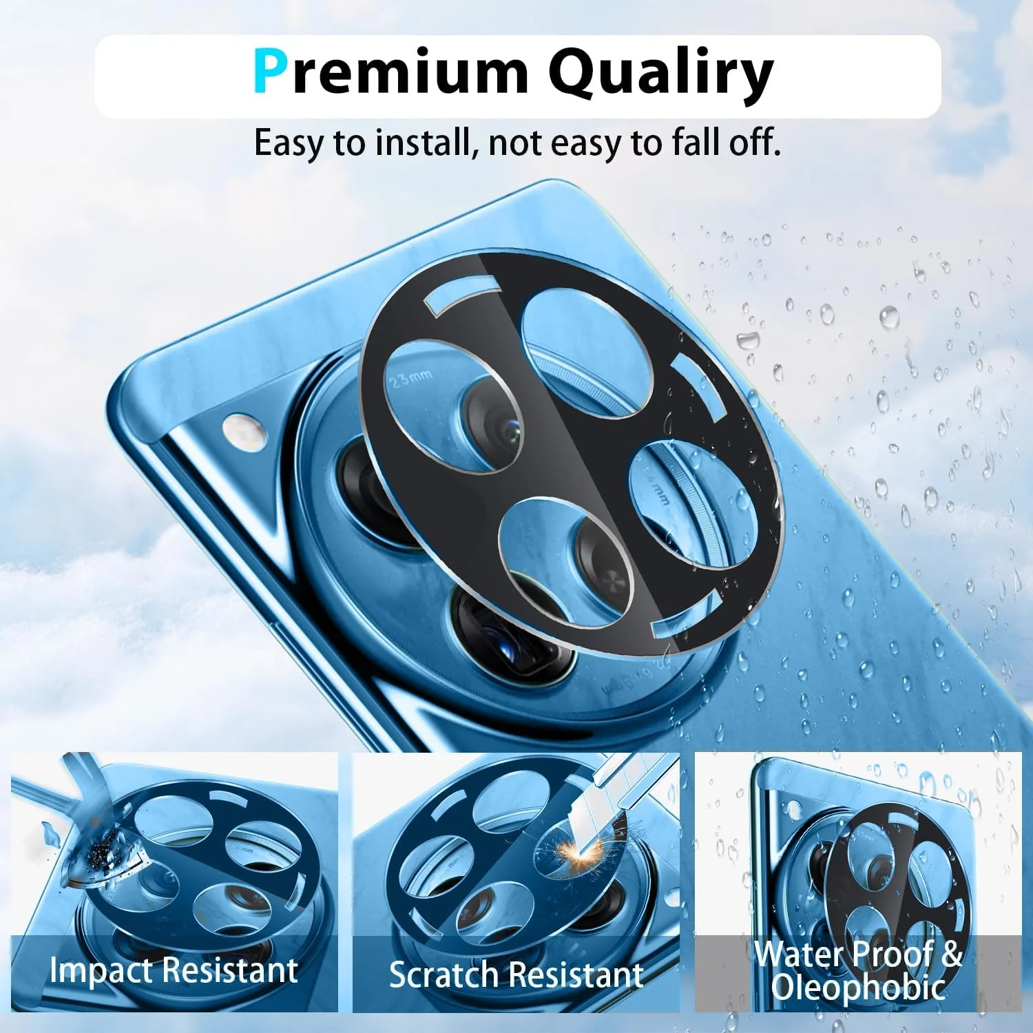 DL3 Mobilak OnePlus 12R 5G Camera Lens Protector Tempered Glass Screen Protector HD [Full Coverage][Anti-Scratch] Drop Protection Ultra Clear/Thin Lens Protector Case - Black