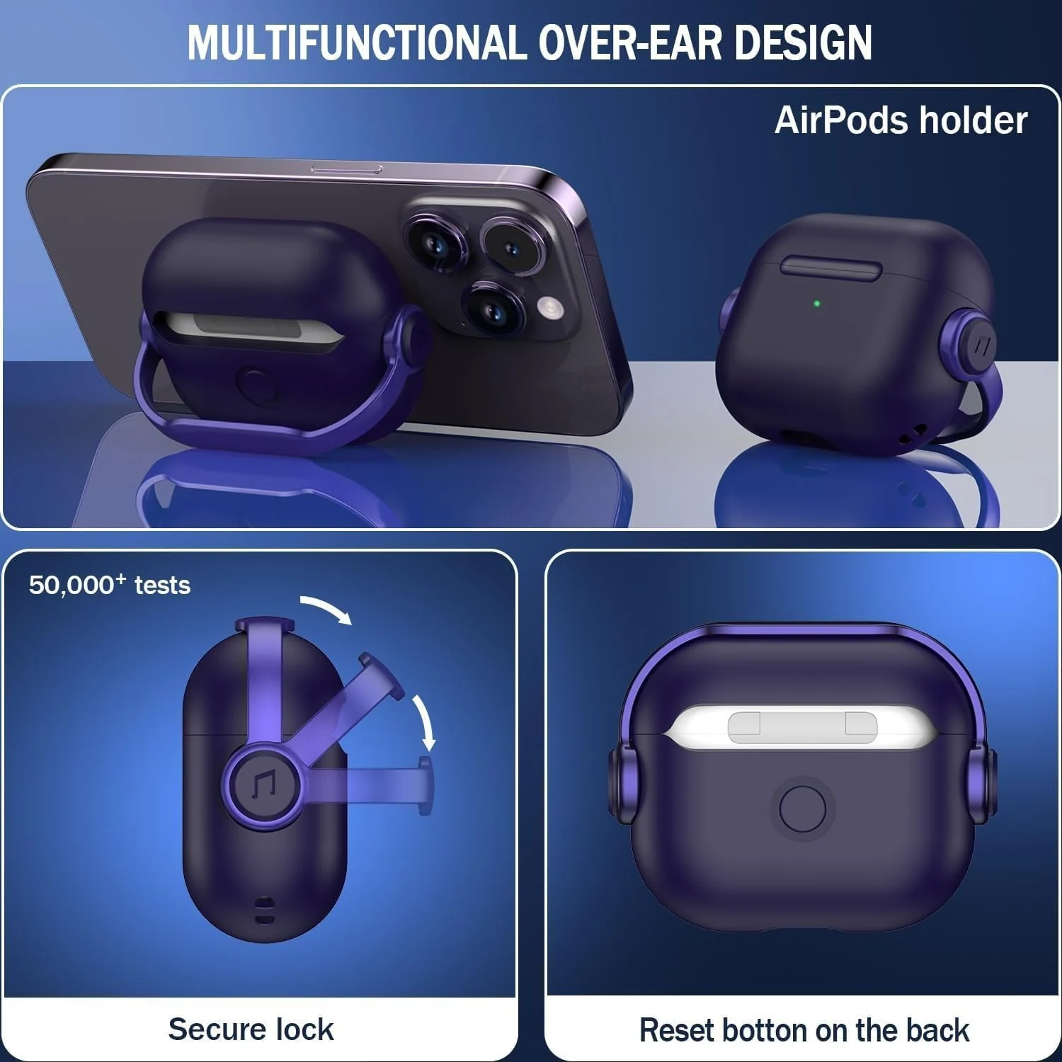 DL3 Mobilak Protective Case for AirPods Pro 2 [With Closure Lid] [Front LED Visible] [With Wrist Strap] Skin Case Compatible with 2022 AirPods Pro 2nd Generation - A. Purple