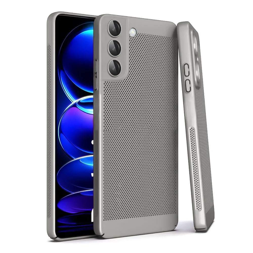 DL3 Mobilak PC Protective Case for Samsung Galaxy S21 FE 5G with Camera Protection and Shockproof Design - Gray