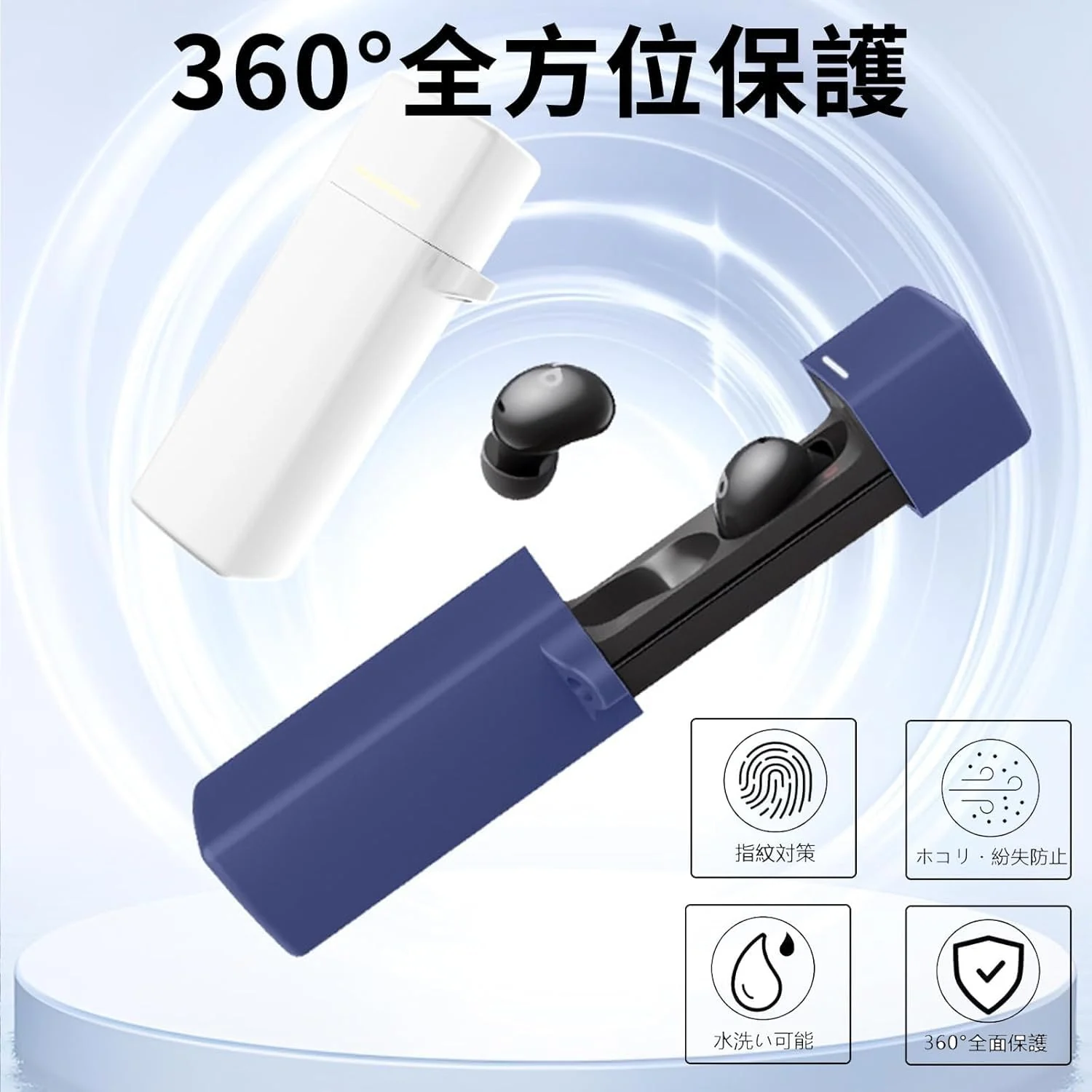 DL3 Mobilak Compatible with Anker Soundcore Anker A30i Case Cover, Soft Silicone Shockproof Protective Case Wireless Earbuds with Carabiner, Front LED Visible - Blue