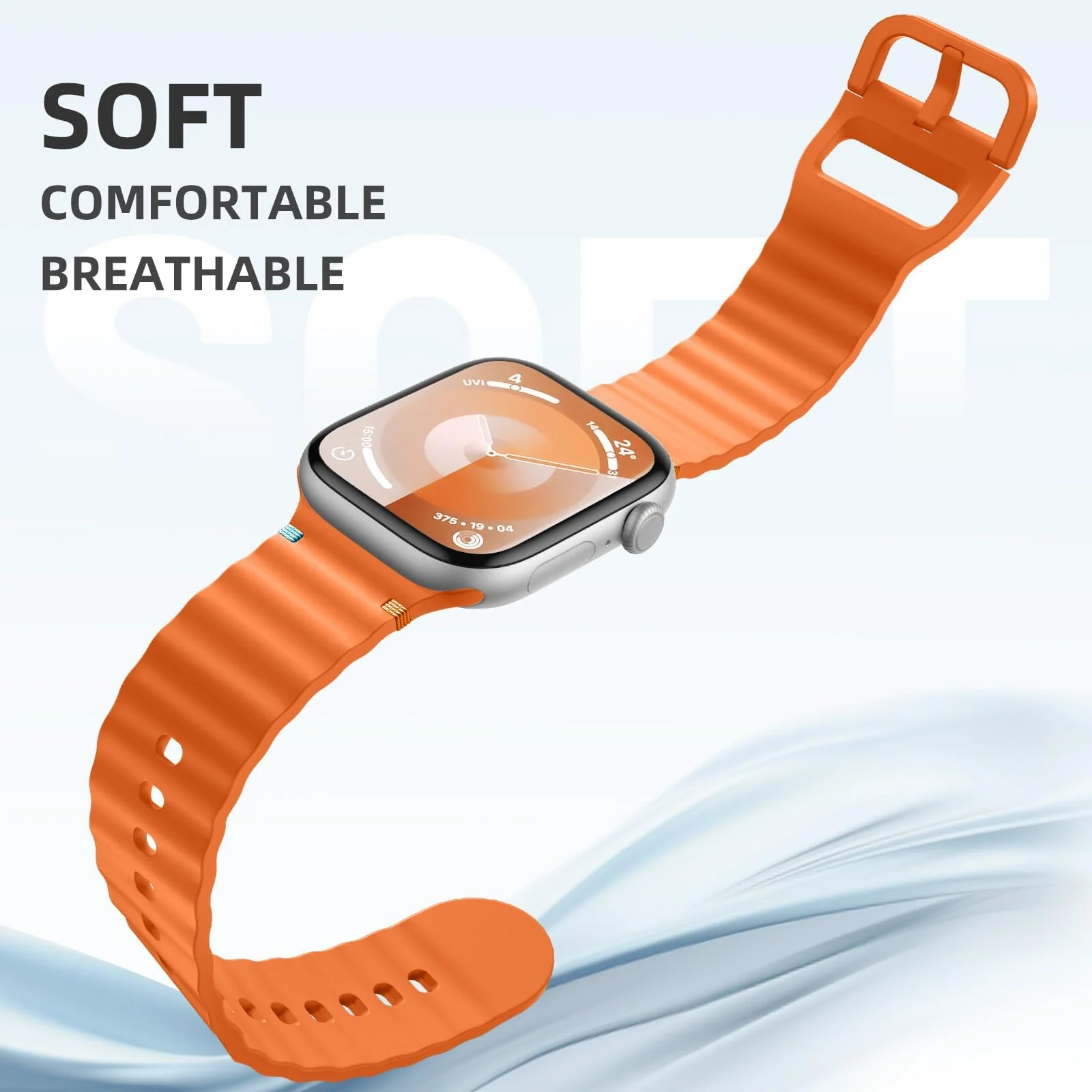 DL3 Mobilak Silicone Wave Stitching Wristband for Huawei Watch Fit 3/Watch Fit 4 Pro/Fit 4 Strap, Watchbands Breathable Sport Bands Armband Quick Release Strap Adjustable Bracelet - Orange
