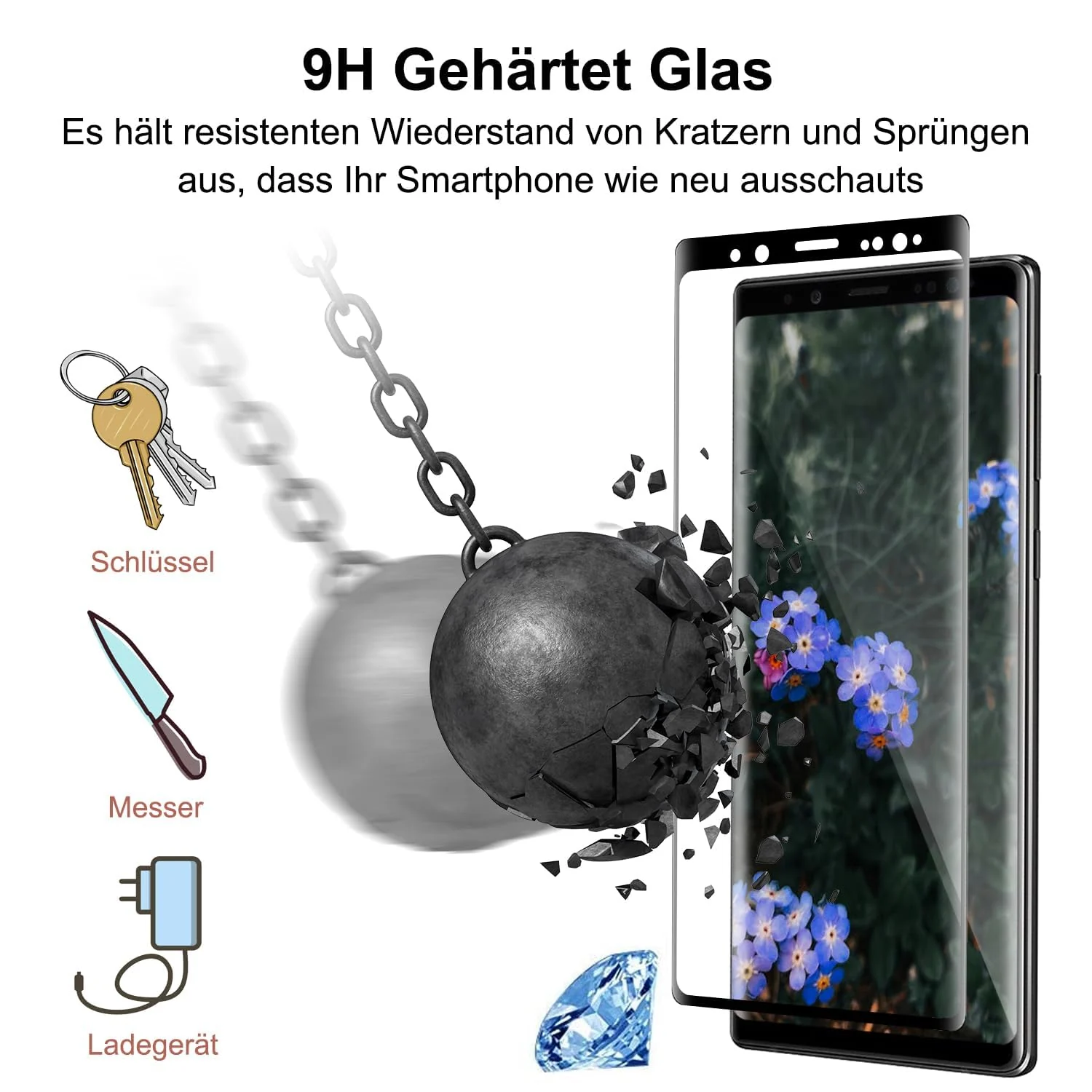 DL3 Mobilak Screen Protector for Samsung Galaxy Note 9, Tempered Glass Screen Saver Premium HD Protective, Scratch Resistant, NO-Bubble, 9H Hardness, Full Coverage Film - Clear