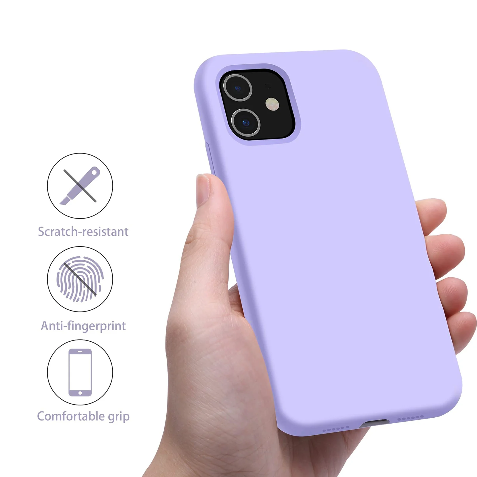 DL3 Mobilak Liquid Silicone Protective Case for iPhone 11 (6.1 Inch) with Camera Protection and Microfiber Lining - Light Purple
