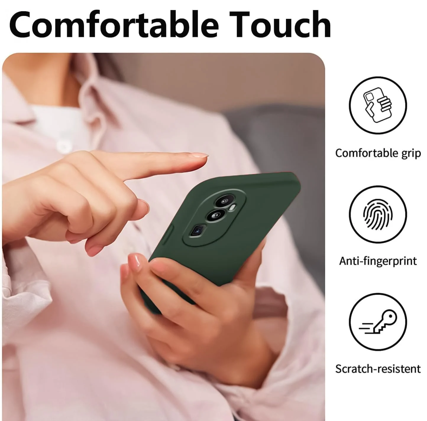 DL3 Mobilak Liquid Silicone Protective Case with Soft Microfiber Lining with Full Camera Protection for OPPO Reno 10 Pro+ Plus 5G - Green