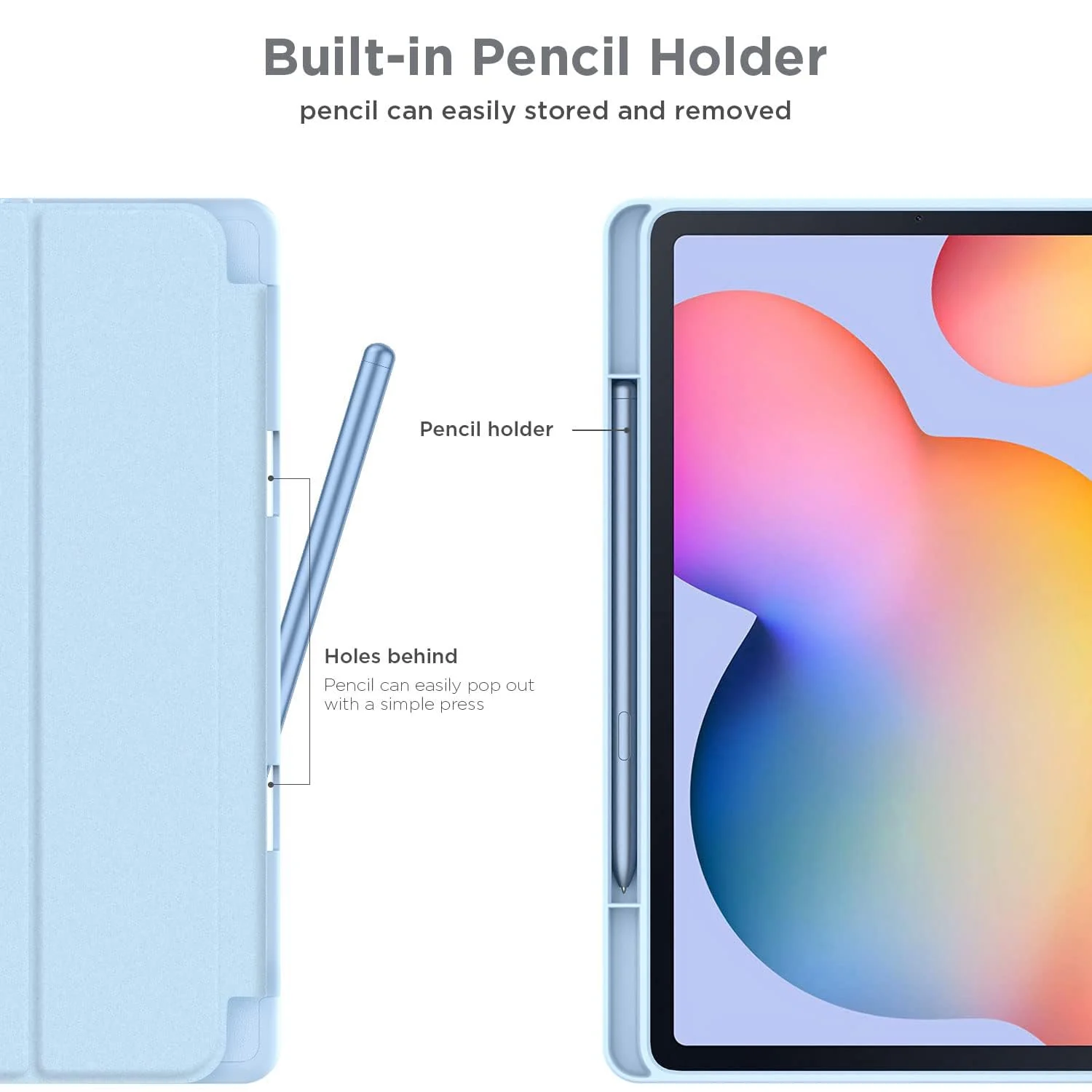 DL3 Mobilak Xiaomi Pad 6/Pad 6 Pro Case with Pen Holder 11.0 inch 2023, Soft TPU Back Trifold Stand Protective Smart Cover Flip for Xiaomi Pad 6/Pad 6 Pro, Auto Wake&Sleep - Sky Blue