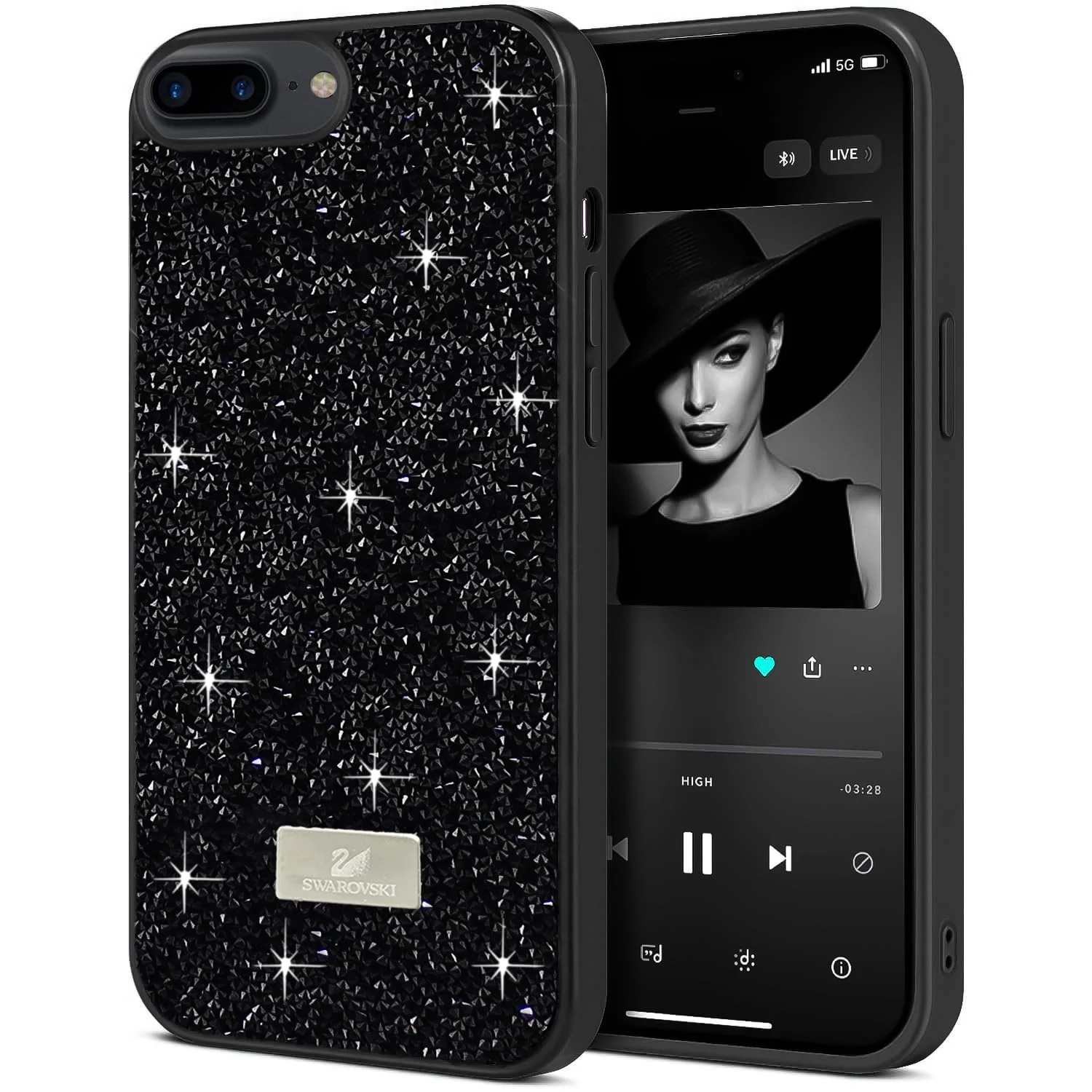 DL3 Mobilak Glitter Protective Case for iPhone 7 Plus / iPhone 8 Plus, Supports wireless charging, Shock-absorbing protection, Scratch-resistant surface