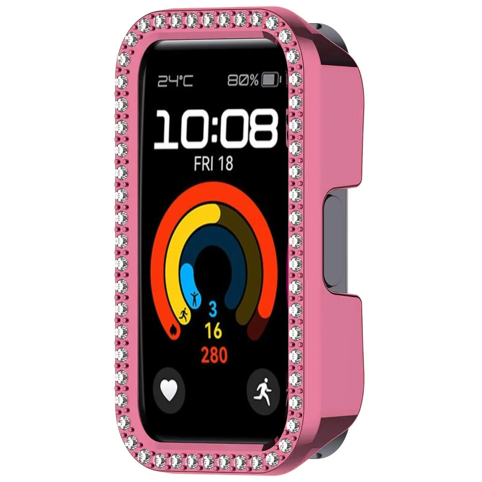 DL3 Mobilak Glitter Rhinestone Protective Case for Huawei Band 10, Huawei Band 9, Huawei Band 8 - Pink