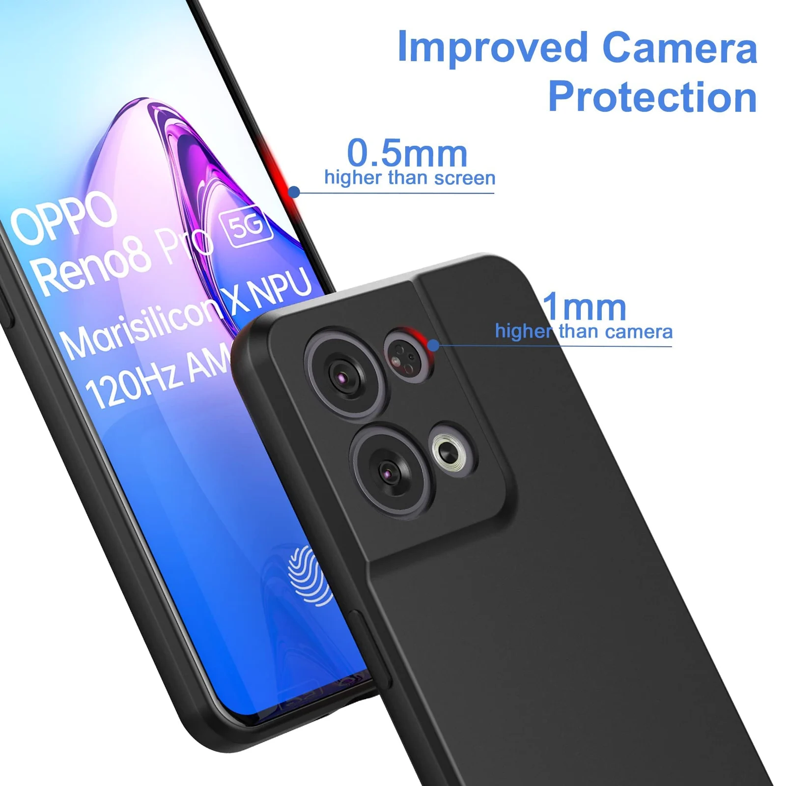 DL3 Mobilak Compatible with OPPO Reno 8 Pro 5G / Reno8 Pro+ Plus 5G Case, Liquid Silicone Case, Full Body Camera Protective Cover, Shockproof, Slim Phone Case, Soft Microfiber Lining - Black