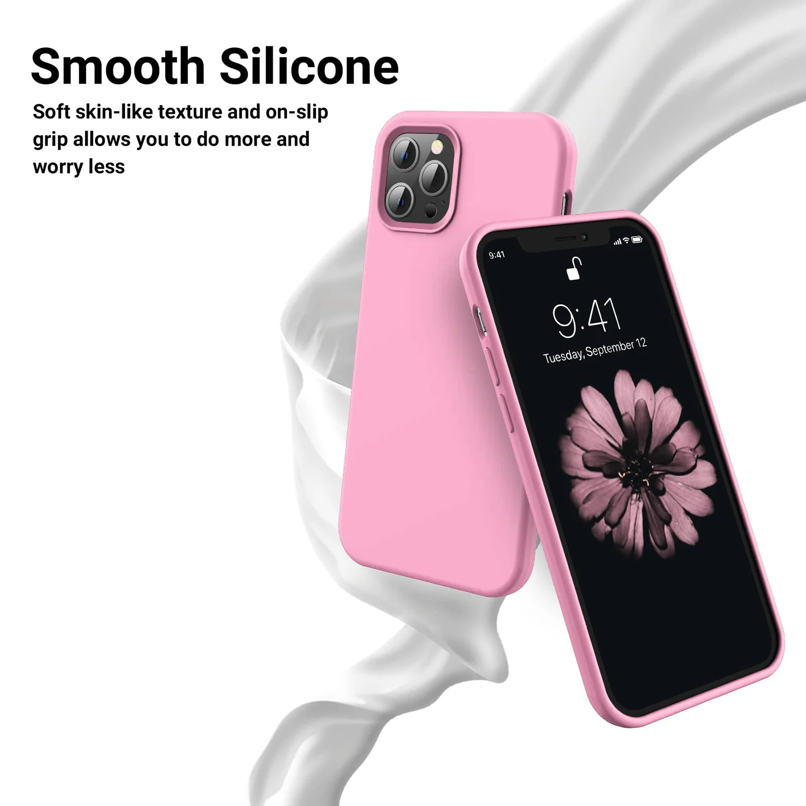 DL3 Mobilak Liquid Silicone Protective Case for iPhone 14 Pro Max (6.7 Inch) with Camera Protection and Microfiber Lining - Pink 3