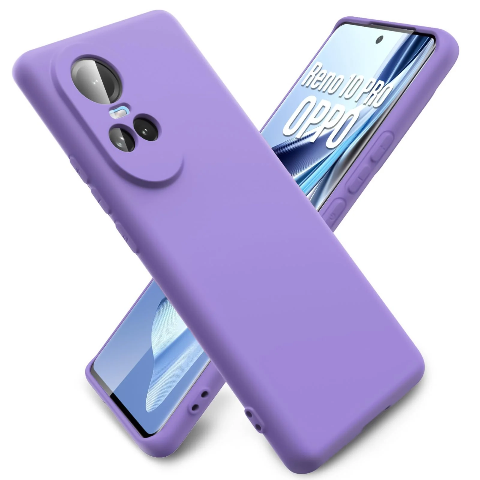 DL3 Mobilak OPPO Reno 10 Case, Soft Flexible Liquid Silicone Gel Rubber Bumper Cover, Full Body Shockproof Protective Phone Case - Light Purple