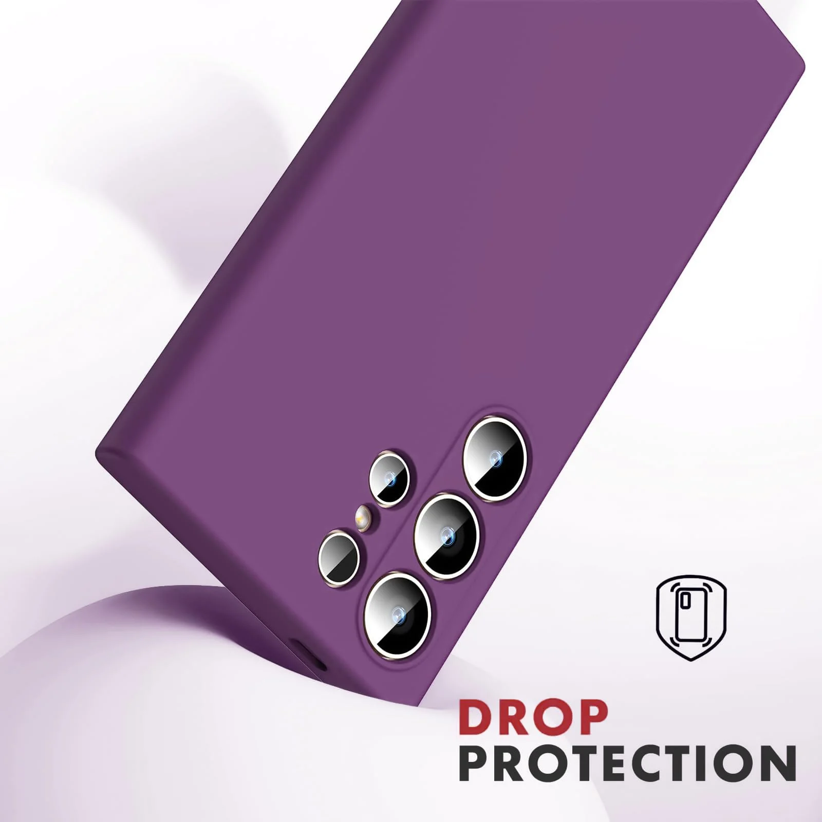 DL3 Mobilak Liquid Silicone Protective Case with Soft Microfiber Lining with Full Camera Protection for Samsung Galaxy S23 Ultra - Violet
