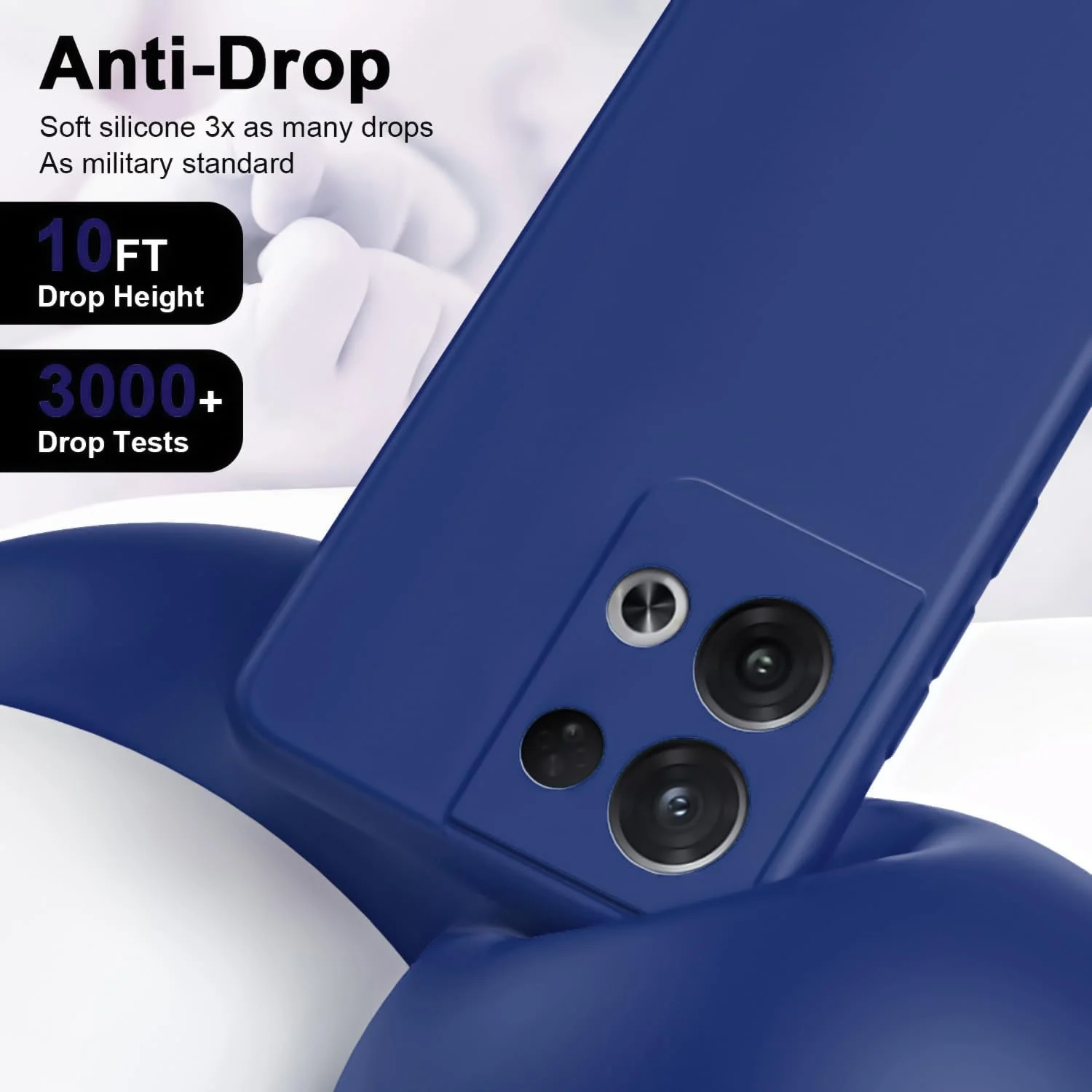 DL3 Mobilak OPPO Reno 8 5G Case, Soft Flexible Liquid Silicone Gel Rubber Bumper Cover, Full Body Shockproof Protective Phone Case - Blue 1