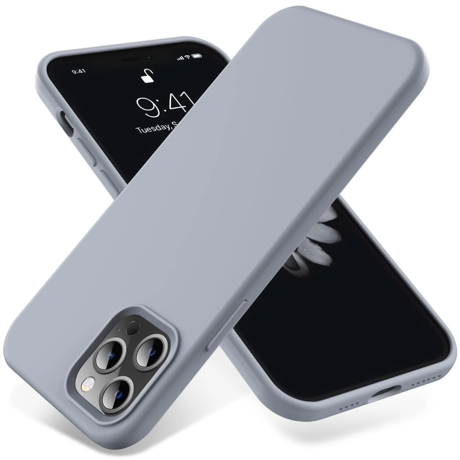 DL3 Mobilak Compatible with iPhone 16 Pro Max 6.9-inch Case, Premium Liquid Silicone Case, Full Body Protective Cover, Shockproof, Slim Phone Case, Anti-Scratch Soft Microfiber Lining - Lavender Gray
