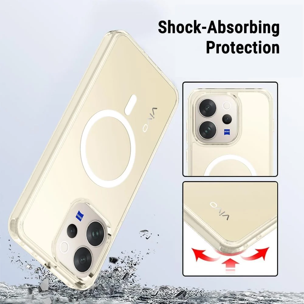 MOBIGON Slim Magnetic MagSafe-Compatible Phone Case for vivo V70 5G, Clear