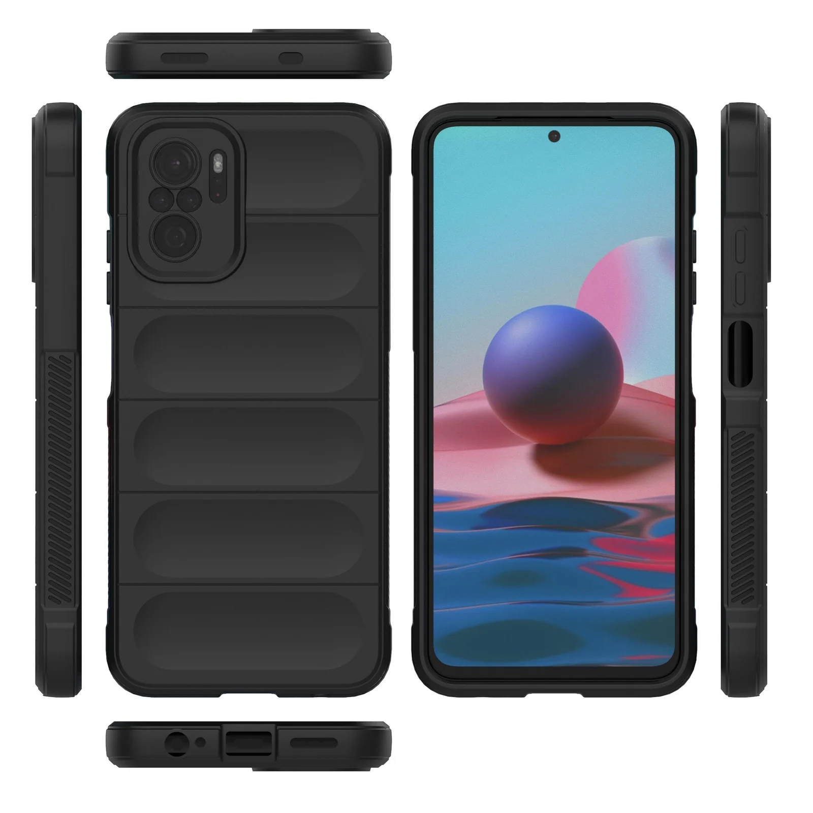 DL3 Mobilak Flexible Silicone and TPU Protective Case with Camera Protection for Xiaomi Redmi Note 10 4G / Note 10S - Black