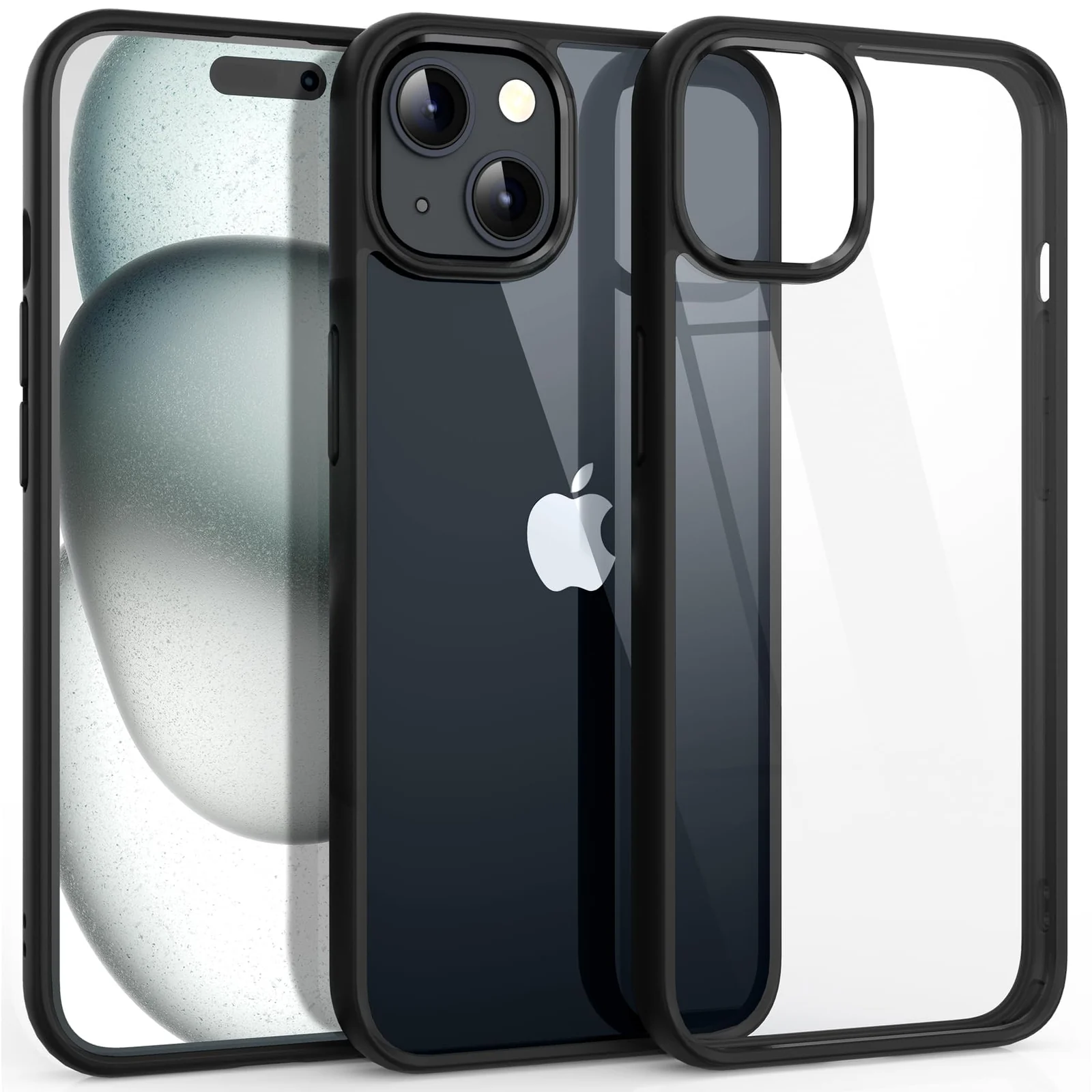 DL3 Mobilak Clear PC and TPU Protective Case for iPhone 15 Plus 6.7-Inch / iPhone 14 Plus 6.7-Inch with Camera Protection and Shockproof Design - Black