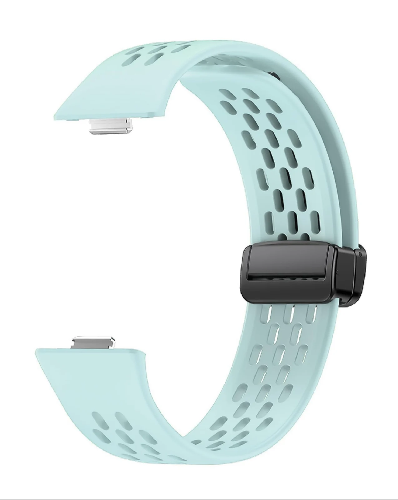 DL3 Mobilak Silicone Strap Compatible with Huawei Watch Fit 3/Fit 4/Fit 4 Pro Magnetic Metal Buckle Sport Silicone Breathable Strap for Men Women Band Quick Release Soft Replacment Wristband - Cyan