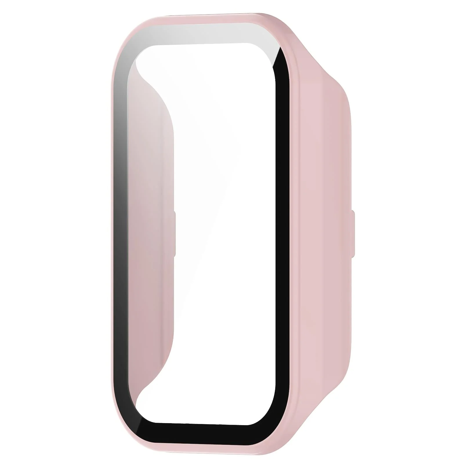 DL3 Mobilak Case Compatible with Xiaomi Redmi Band 2/ Xiaomi Smart Band 8 Active, Full Coverage Slim Hard PC Case Protective Bumper Built-in Tempered Glass Screen Protector Shell - Pink
