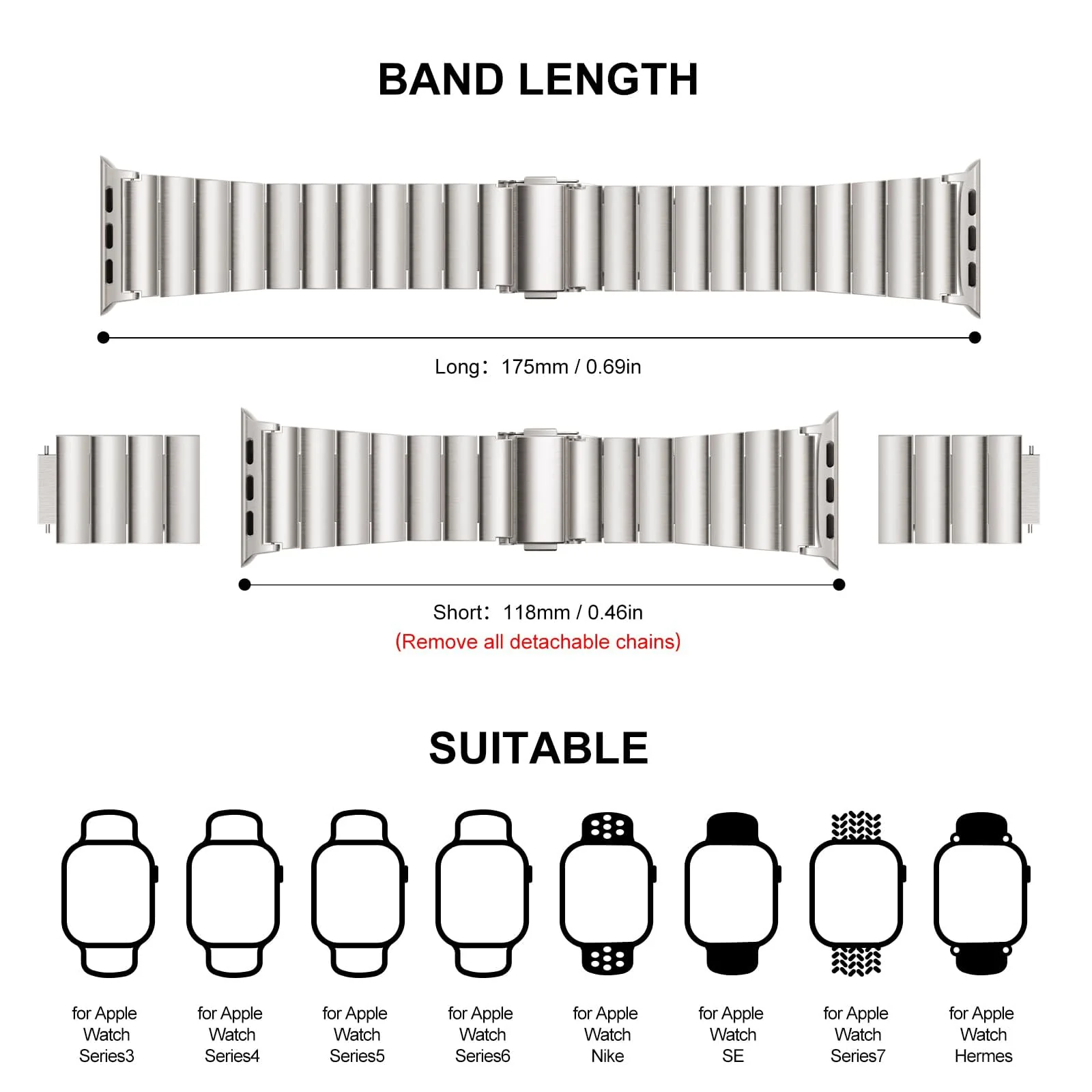 DL3 Mobilak Band For Apple Watch Ultra Band 49mm 45mm 44mm 42mm 41mm 40mm 38mm, Metal Stainless Steel Strap for Apple Watch Series 8 Ultra 7 6 5 4 3 2 1 Se (42MM/44MM/45MM/49MM) - Starlight
