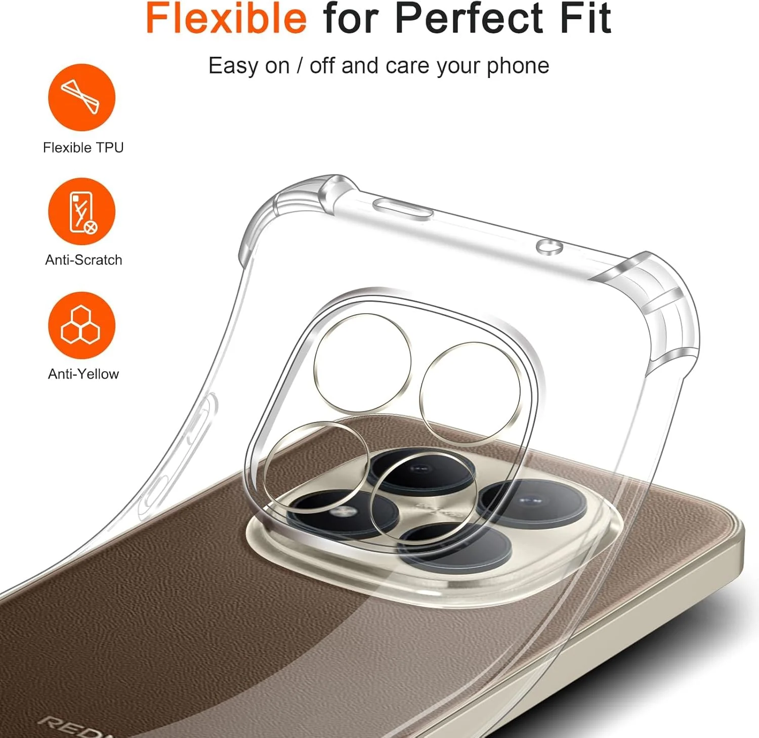 DL3 Mobilak Clear TPU Protective Case for Xiaomi Redmi Note 15 Pro+ / Note 15 Pro Plus 5G with Camera Protection and Shockproof Design - Clear