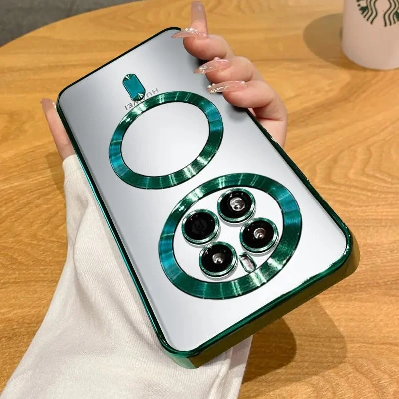 DL3 Mobilak Clear MagSafe-Compatible Magnetic Case for Huawei Mate 50 Pro with Camera Protection and Shockproof Design - Green