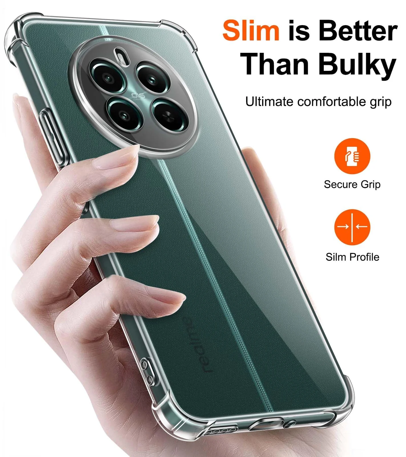 DL3 Mobilak Clear TPU Protective Case for realme 13 4G / realme 12 4G / realme 12 Plus 5G with Camera Protection and Shockproof Design - Clear