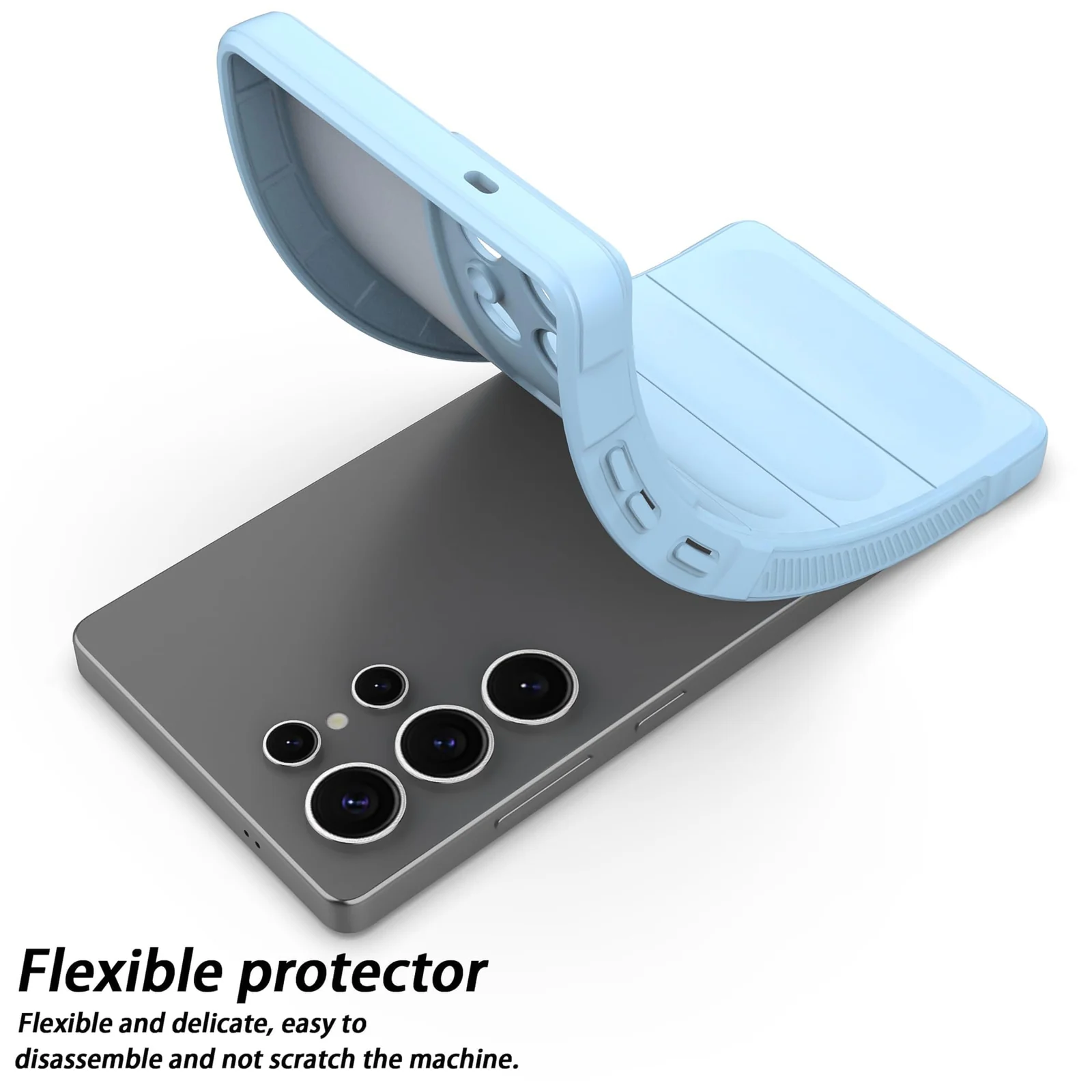 DL3 Mobilak Flexible Silicone and TPU Protective Case with Camera Protection for Samsung Galaxy S25 Ultra - Baby Blue