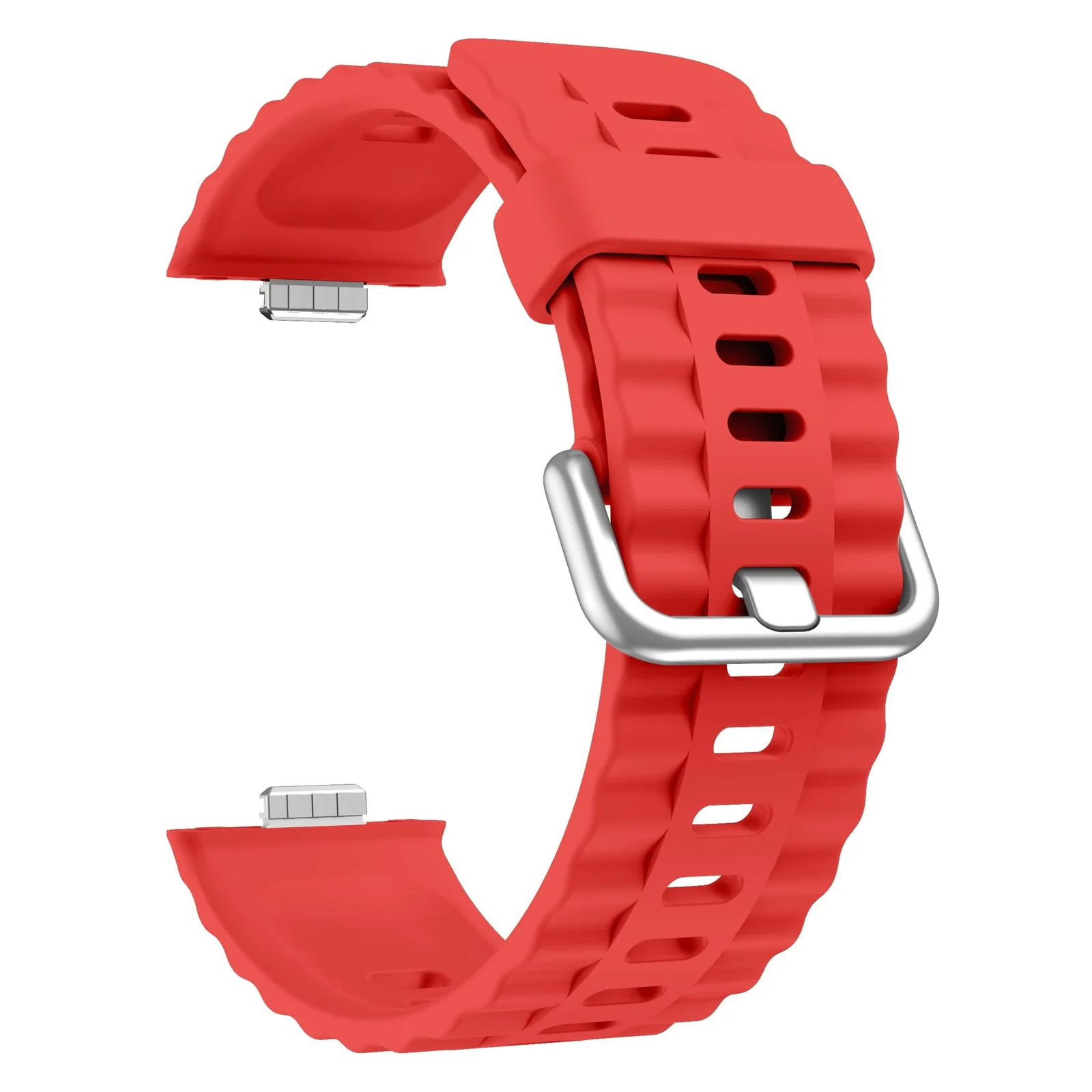 DL3 Mobilak Wavy Texture Sports Wristbands for Huawei Watch Fit 4/Fit 4 Pro/Fit 3 Strap, Breathable Silicone Wristband Strap Watch Strap Bracelet for Huawei Watch Fit 4 Pro/Fit4/3 - Red