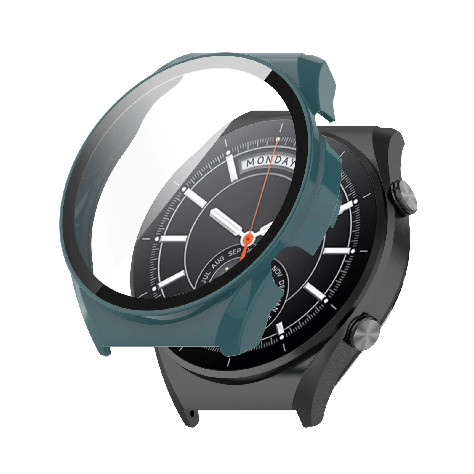 DL3 Mobilak Case with Screen Protector for Xiaomi Watch S1, Bumper Full Coverage Hard PC Overall Protective Cover, Built-in Tempered Glass Film High Sensitivity For Xiaomi Watch S1