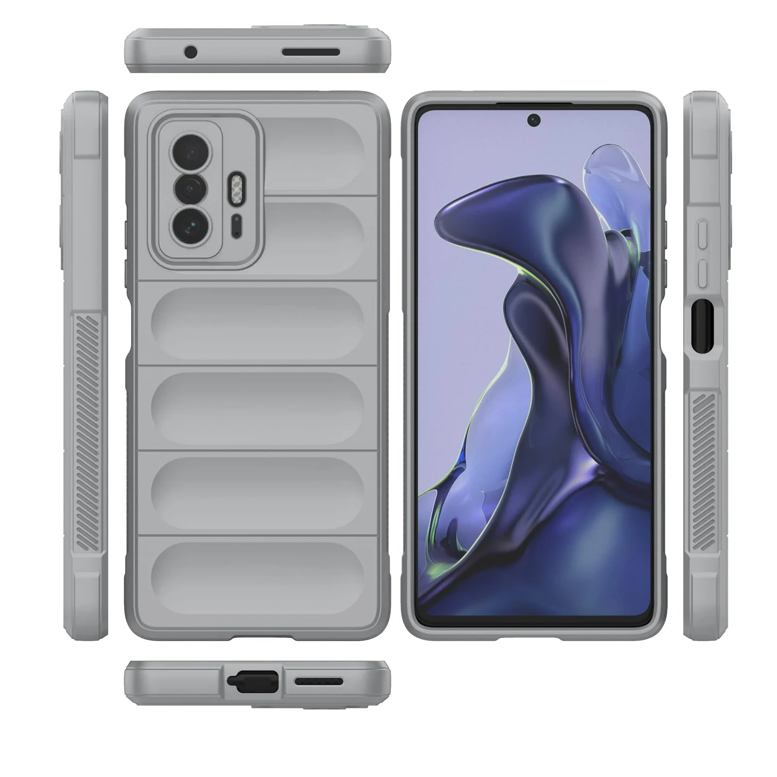 DL3 Mobilak Silicone Case for Xiaomi 11T 5G/Xiaomi 11T Pro 5G Heavy Duty Protective [Slim Fit] Shockproof Soft Flexible Protective Design Shock-Absorption TPU Cover With Camera Protection - Gray
