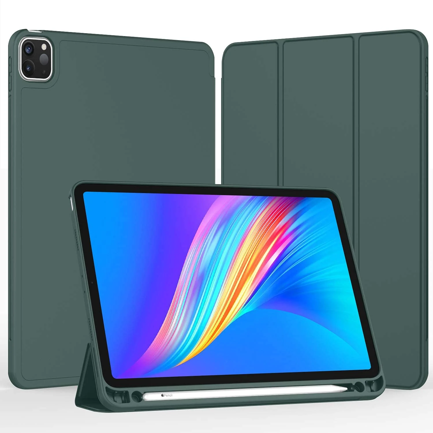 DL3 Mobilak iPad Pro 11 Inch Case 2022(4th Gen)/2021(3rd Gen)/2020(2nd Gen) with Pencil Holder, Smart iPad Case [Support Touch ID and Auto Wake/Sleep] with Auto 2nd Gen Pencil Charging - Green