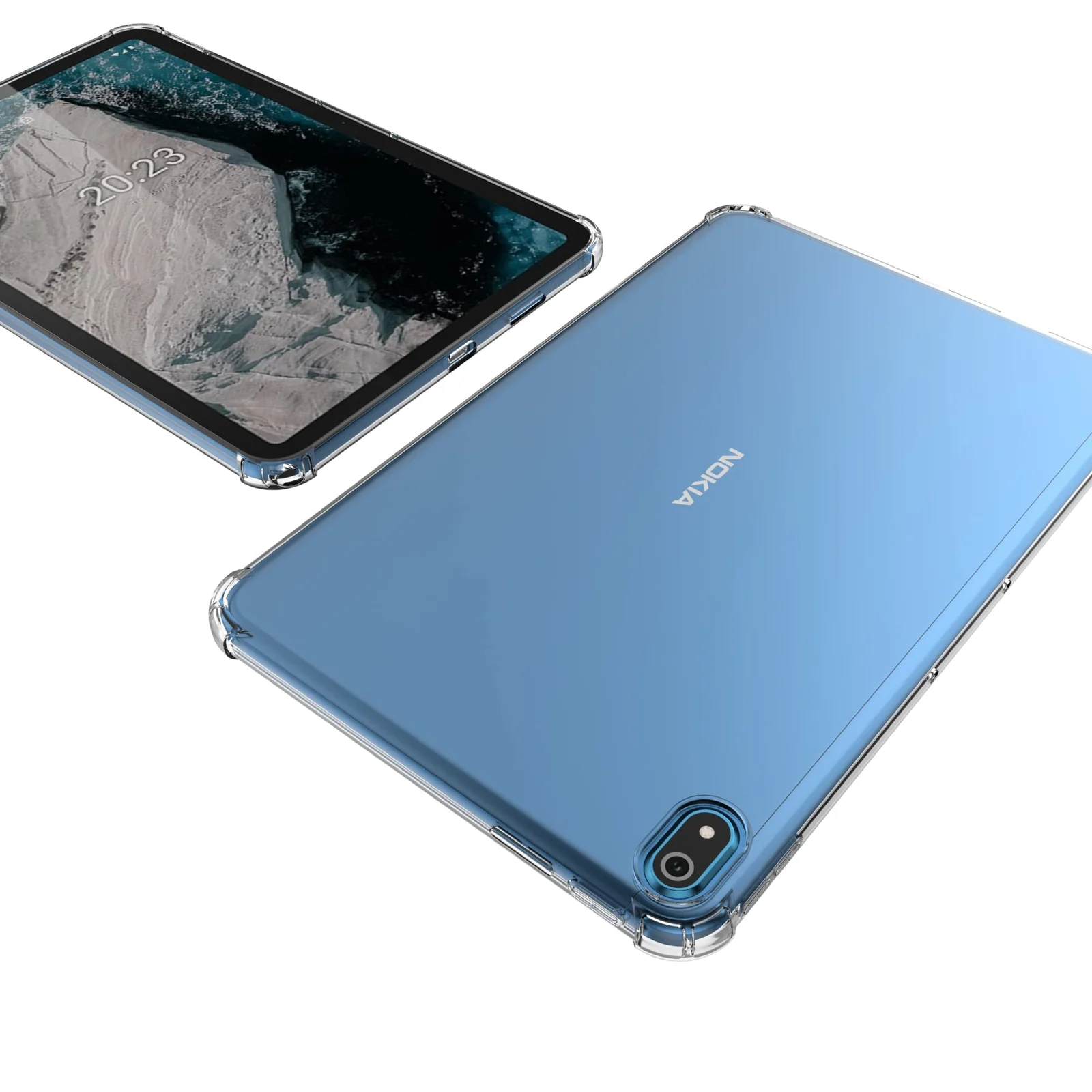 "DL3 Mobilak Silicone Tablet Case for Nokia T20 10.4"", Shock-absorbing protection - Case Clear With Glass Screen" - Clear