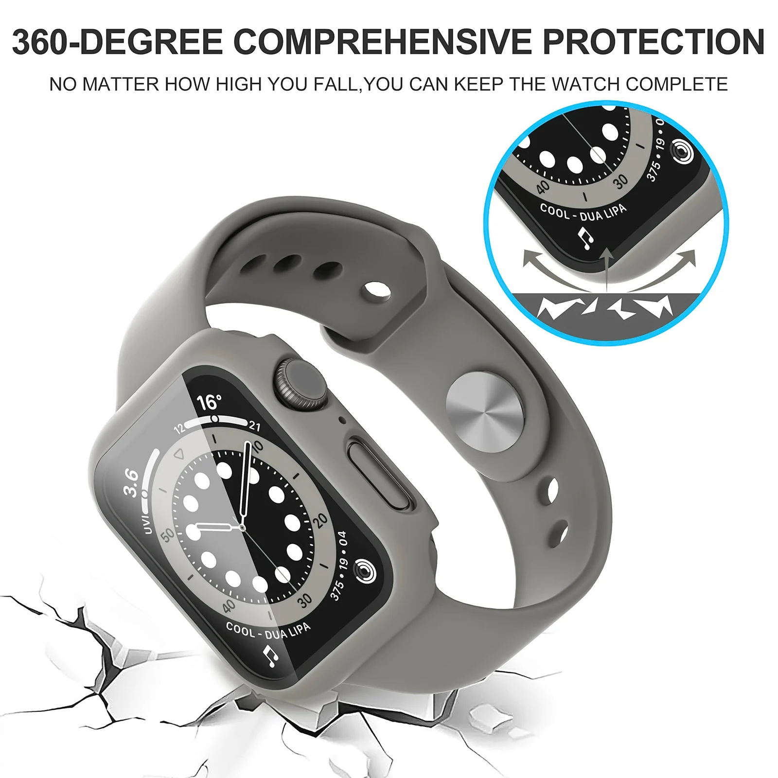 DL3 Mobilak Hard Case Designed for Apple Watch Series 9/8/7 45mm, Built-in 9H [HD Clear] Tempered Glass Screen Protector, [Full Protection] Slim Cover for iWatchSeries 9/8/7 45mm - Gray