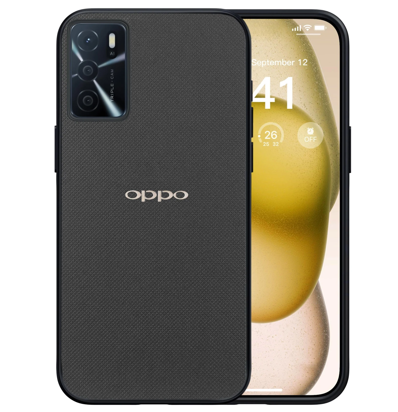 Dl3 Mobilak Compatible with Oppo A16 / Oppo A16s / Oppo A54s Case Dual Layer Heavy Duty Cell Phone Protective Cover Shockproof Rugged with Non-Slip Textured - Black
