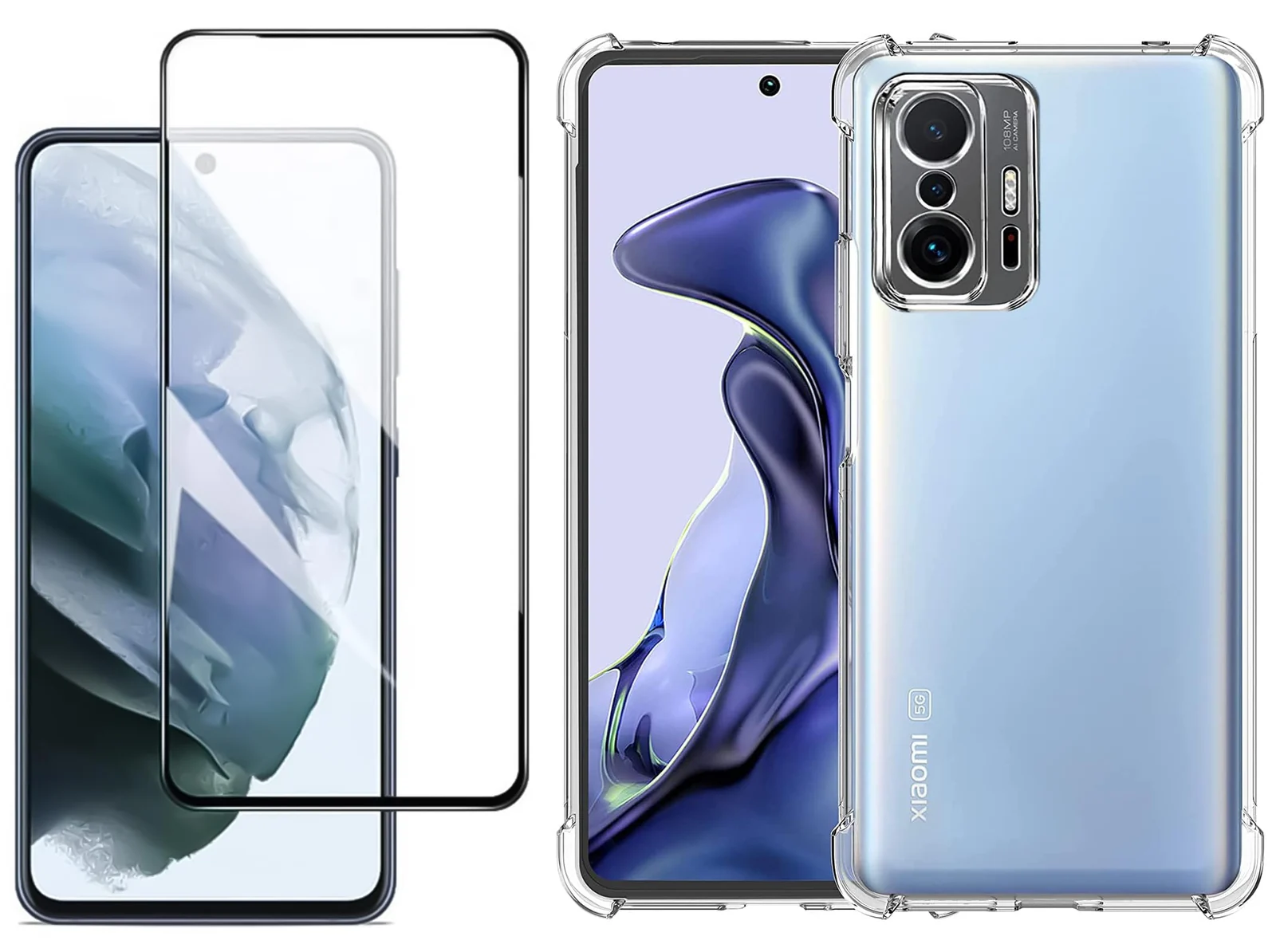 DL3 Mobilak Case Compatible with Xiaomi 11T / 11 T Pro, Cover Silicone TPU Gorilla Anti-shock Protector Camera Shockproof Corners with 5D Screen Protector - Clear