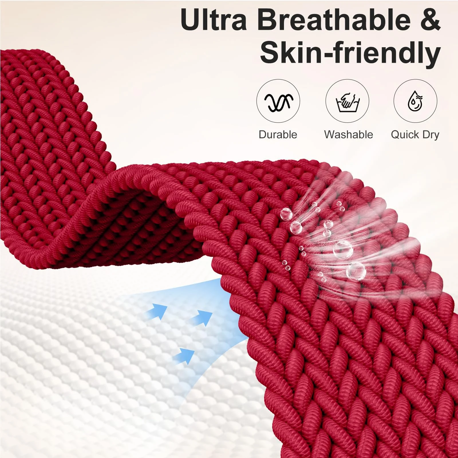 DL3 MOBILAK Soft Elastic Nylon Watch Strap for Xiaomi Redmi Watch 3 Lite and 3 Active - Red
