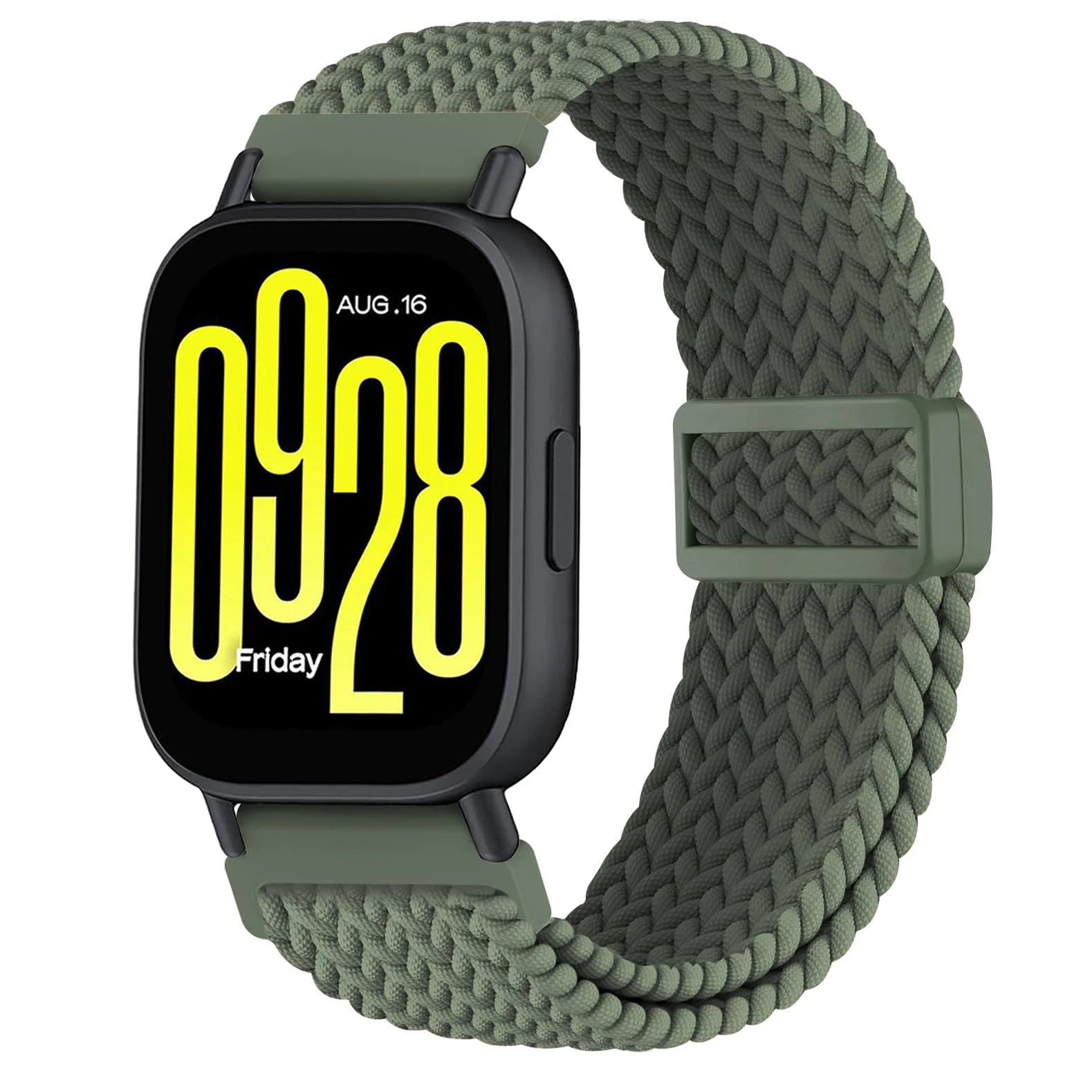DL3 Mobilak Magnetic Braided Nylon Band Compatible with Xiaomi Redmi Watch 5 Active/Xiaomi Redmi Watch 5 Lite, 22mm Elastic Loop Stretchy Wristband Strap Replacement for Redmi Watch 5 Active/Redmi Watch 5 Lite - Green Ash