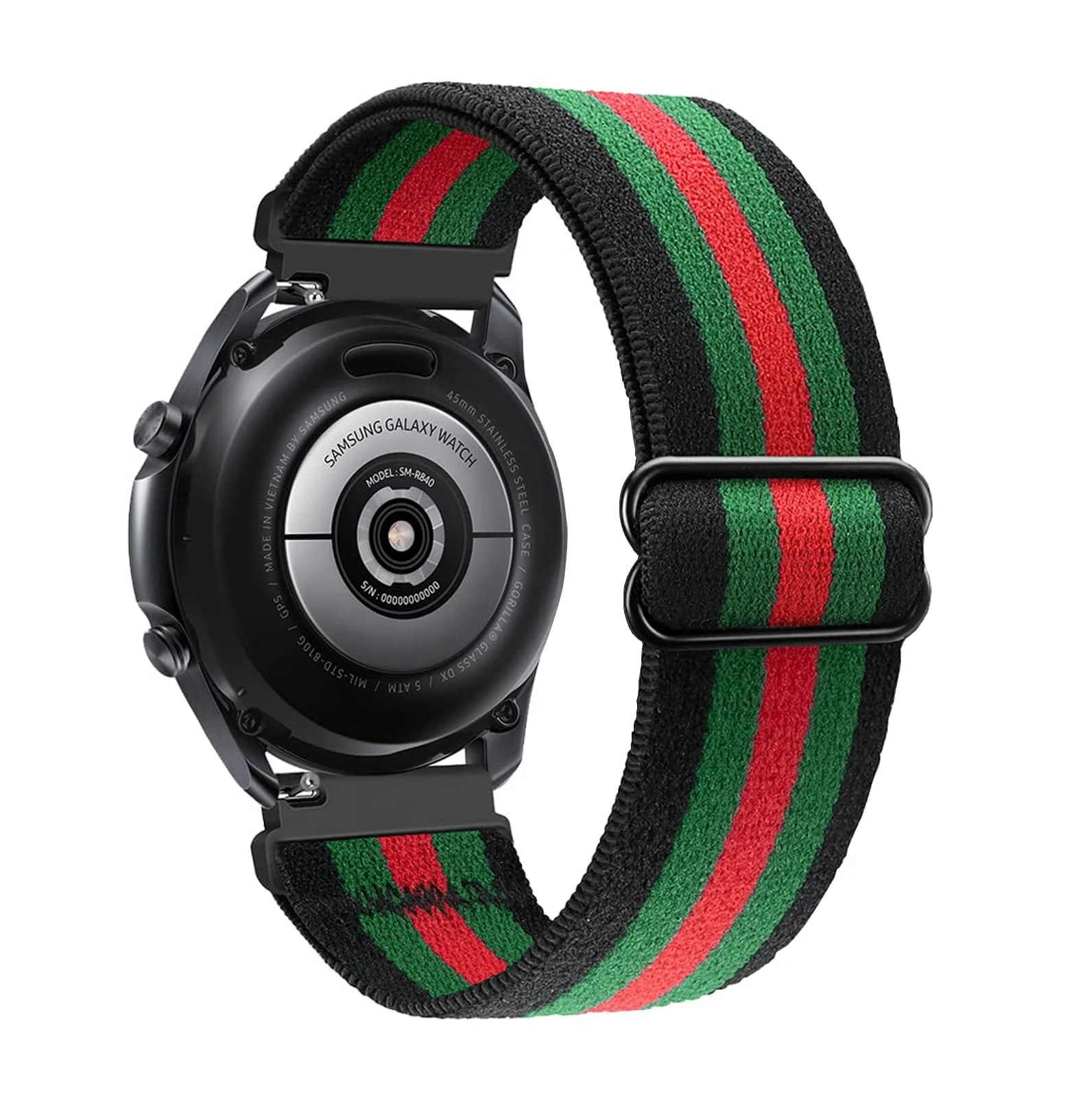 DL3 Mobilak Strap Nylon Loop 20MM Band For Samsung Galaxy Watch 7/6/5/4 40mm 44mm/Watch 5 Pro 45mm/S2 classic/active 2 40mm 44mm/Amazfi GTS 2/2e/3/3 Pro/4/GTS 2 Mini/3 Mini/4 Mini/Bip 3 - Black Green