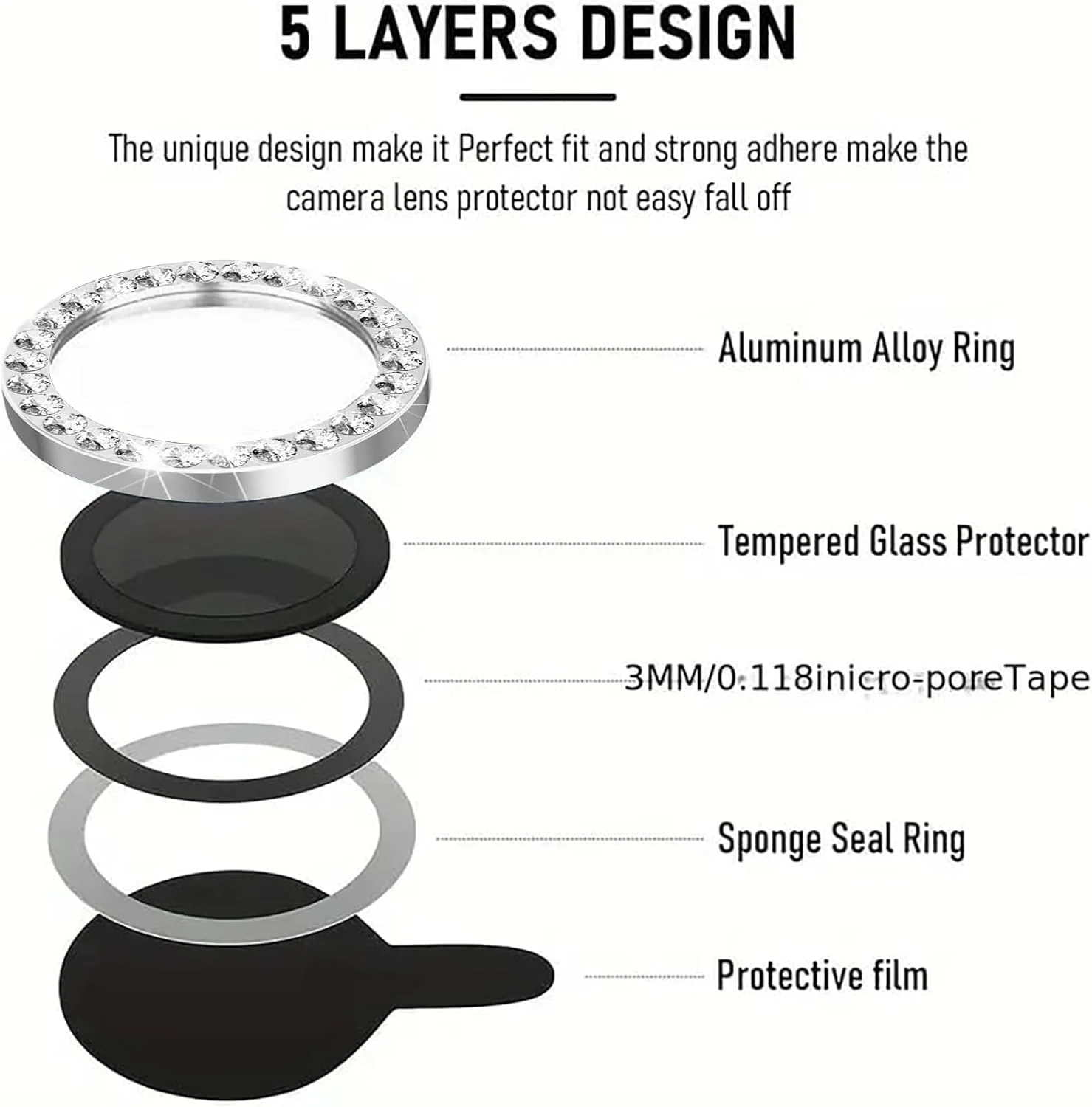DL3 Mobilak Camera Lens Protector Compatible with [iPhone 13/13 mini] | Impact Protection - High Clarity and Scratch/Fingerprint Resistant 9H Tempered Glass with Aluminum Trim - A Silver