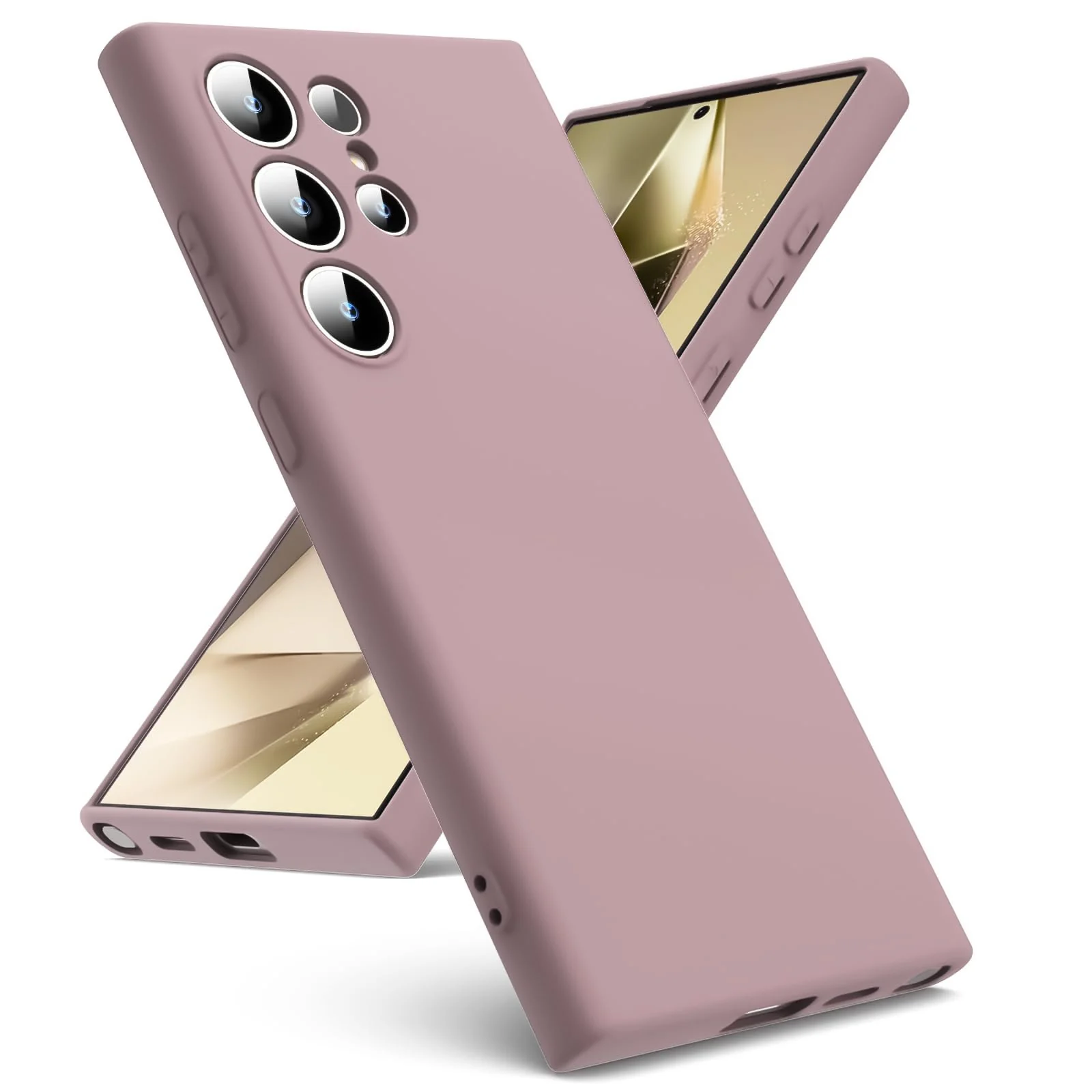 DL3 Mobilak Liquid Silicone Protective Case with Soft Microfiber Lining with Full Camera Protection for Samsung Galaxy S23 Ultra - Cashmere